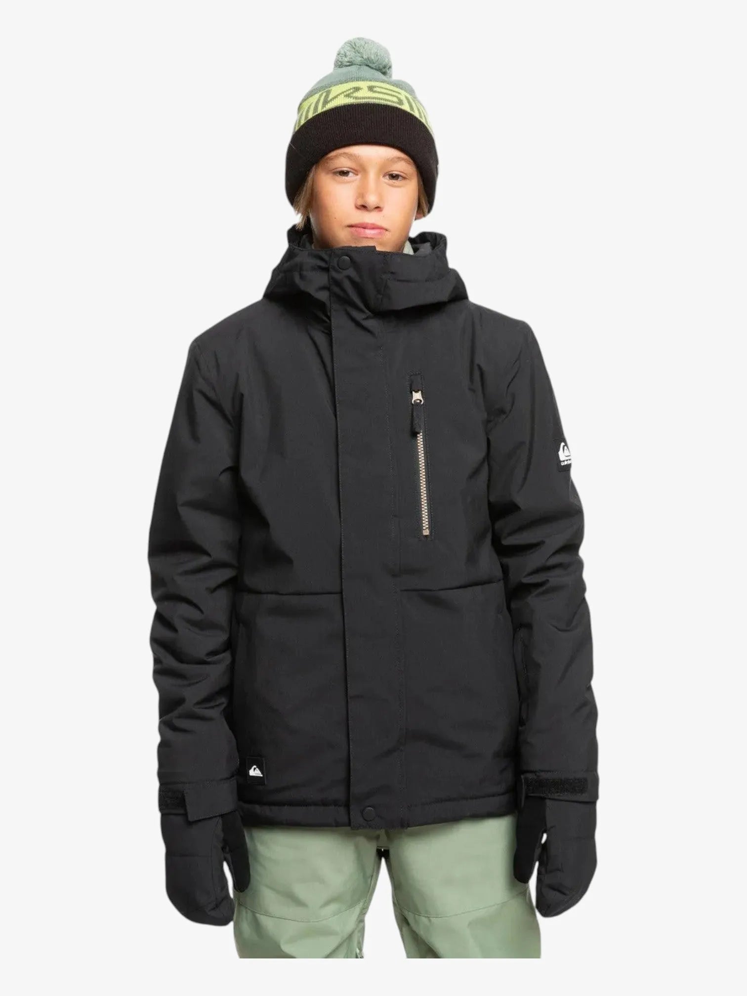 Quiksilver Snow Mission Solid Black Kids Snow Jacket - Warm & Waterproof Winter Coat for Boys & Girls - Perfect for Skiing, Snowboarding & Outdoor Adventures