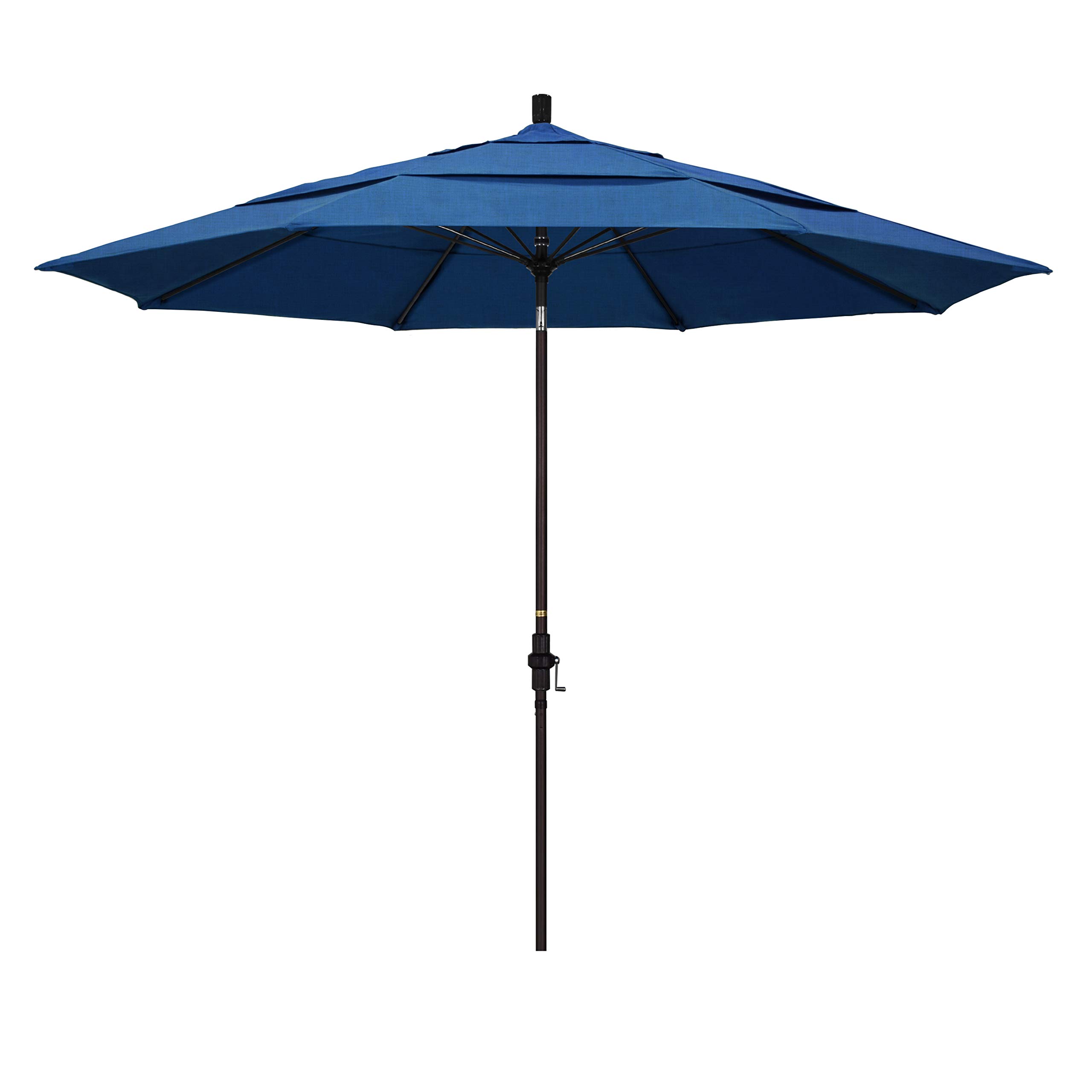 11' Round California Patio Umbrella with Crank Lift & Tilt - Aluminum Pole & Fiberglass Ribs - Bronze Sunbrella Fabric - Perfect for Poolside, Backyard, and Outdoor Dining Areas