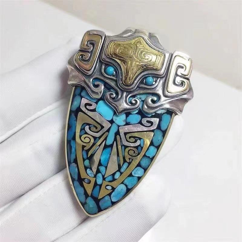 Ulan Flower Tao Tie Shield Necklace Pendant - Elegant Chinese Inspired Jewelry for Women, Perfect for Weddings, Parties & Cultural Events