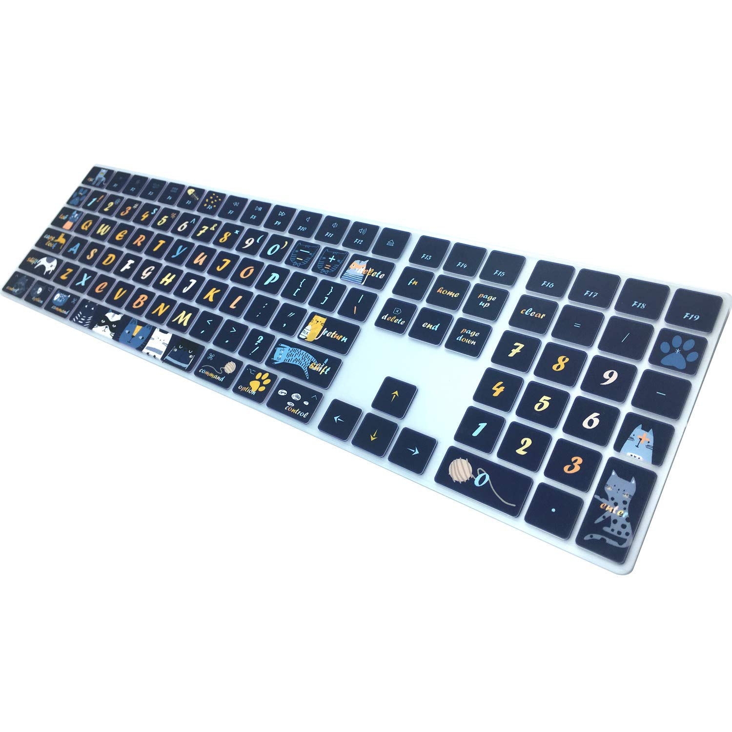 Silicone Keyboard Cover for Apple iMac Magic Keyboard - Cat Print Skin for MQ052LL/A (A1843) - Home & Office Use