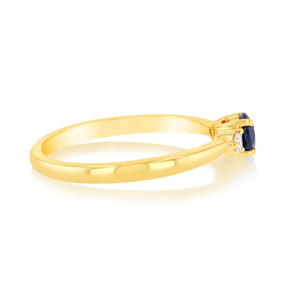 0.30 Carat Lab-Created Sapphire & Diamond Ring in 9K Yellow Gold | Elegant Engagement, Wedding, Anniversary Gift for Her