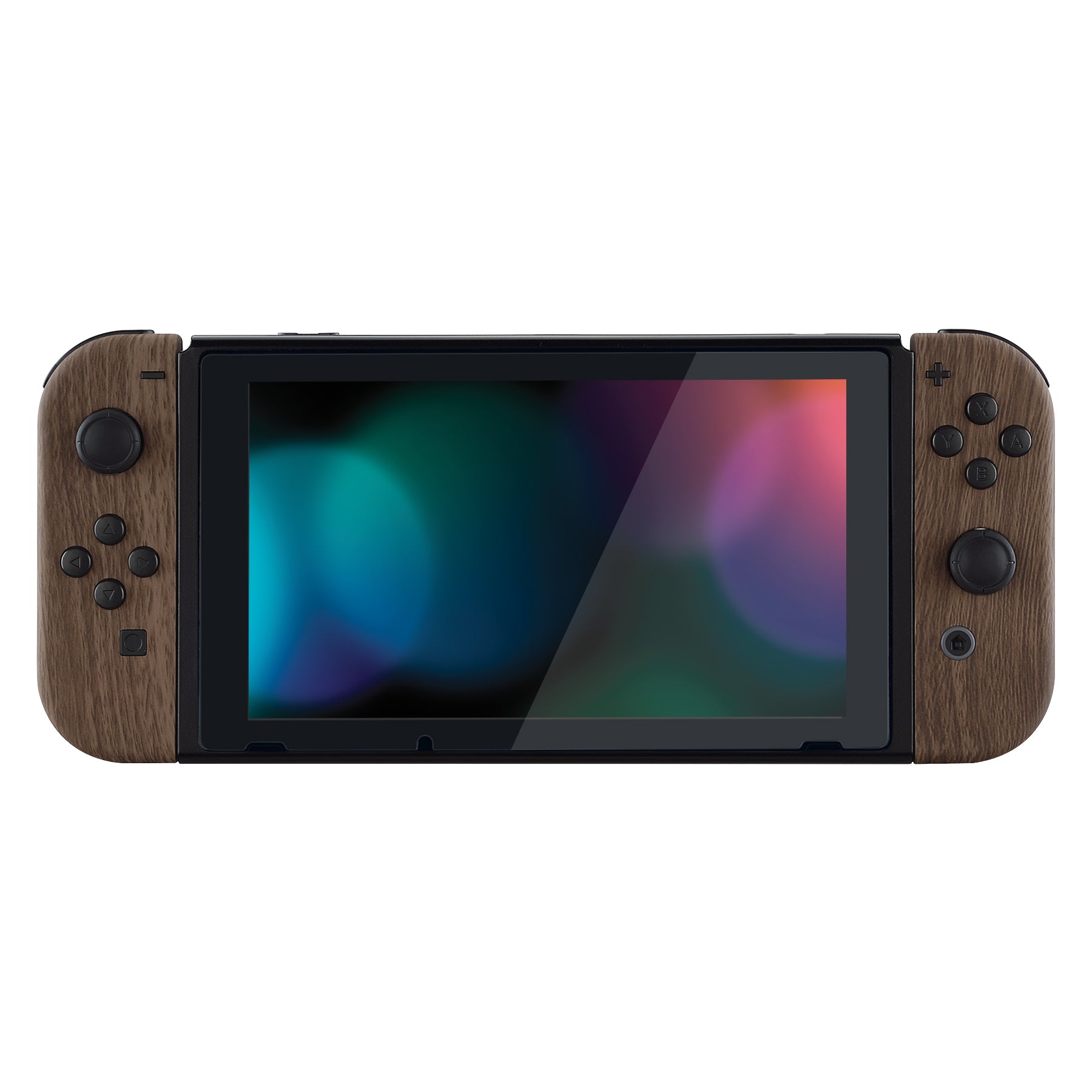 eXtremeRate Soft Touch Wood Grain Back Plate for Nintendo Switch Console & Joy-Con Controllers - Full Button Set DIY Replacement Shell (QS201) - Perfect for Gaming, Customization & Repair