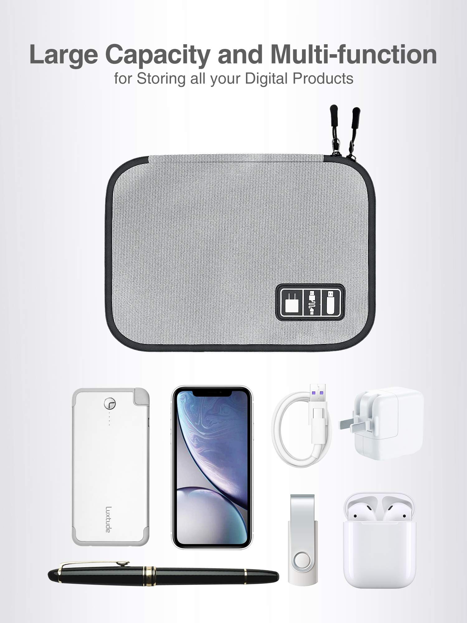 Luxtude Travel Cable Organizer Bag - Portable Electronics Organizer for Cord, Charger & Tech Storage | Perfect for Travel, Office & Home Organization