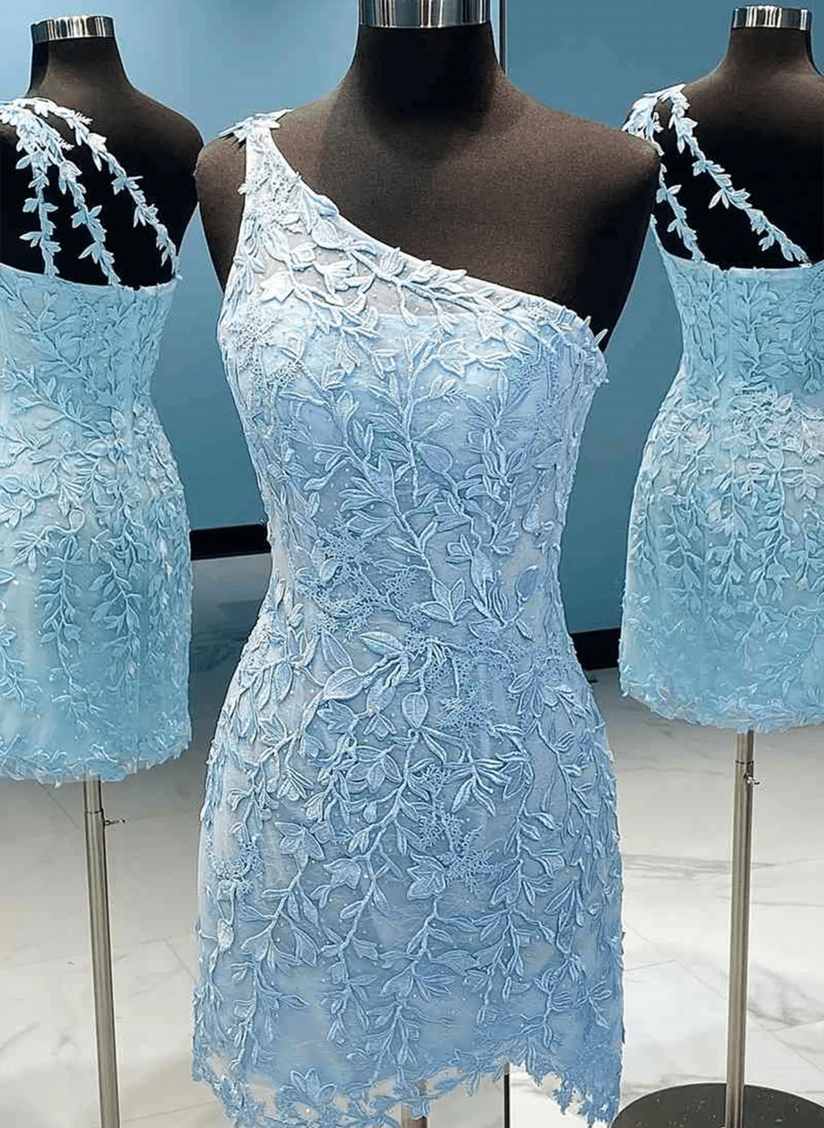 Elegant One Shoulder Short Prom Dress Mermaid Style Pink Lace Homecoming Dress for Women - Perfect for Prom Night, Homecoming Party & Special Occasions