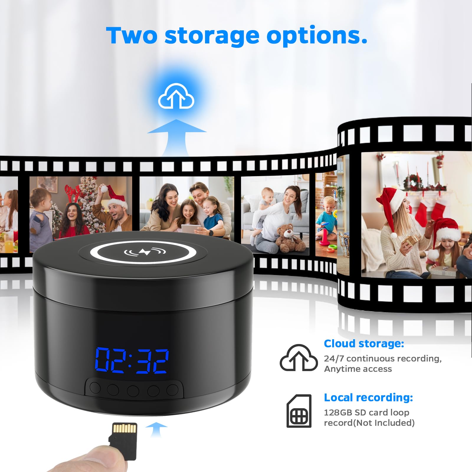 Spy Camera Wireless Charger - 1080P HD WiFi Hidden Camera Phone Charger with Motion Detection, 15W Fast Charging & Rotating Lens | Discreet Security Cam for Home, Office, Baby Monitoring & Nanny Cam