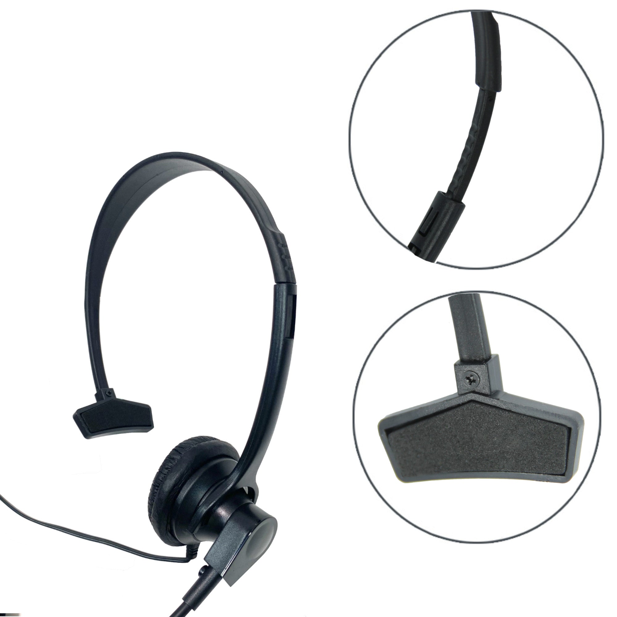 MaximalPower Overhead Headset with Boom Mic - PTT/VOX Microphone for Motorola CP200, CP200D, CLS1410, RDM2070D, RDV5100 Two-Way Radios - Ideal for Security, Construction & Warehouse Communication