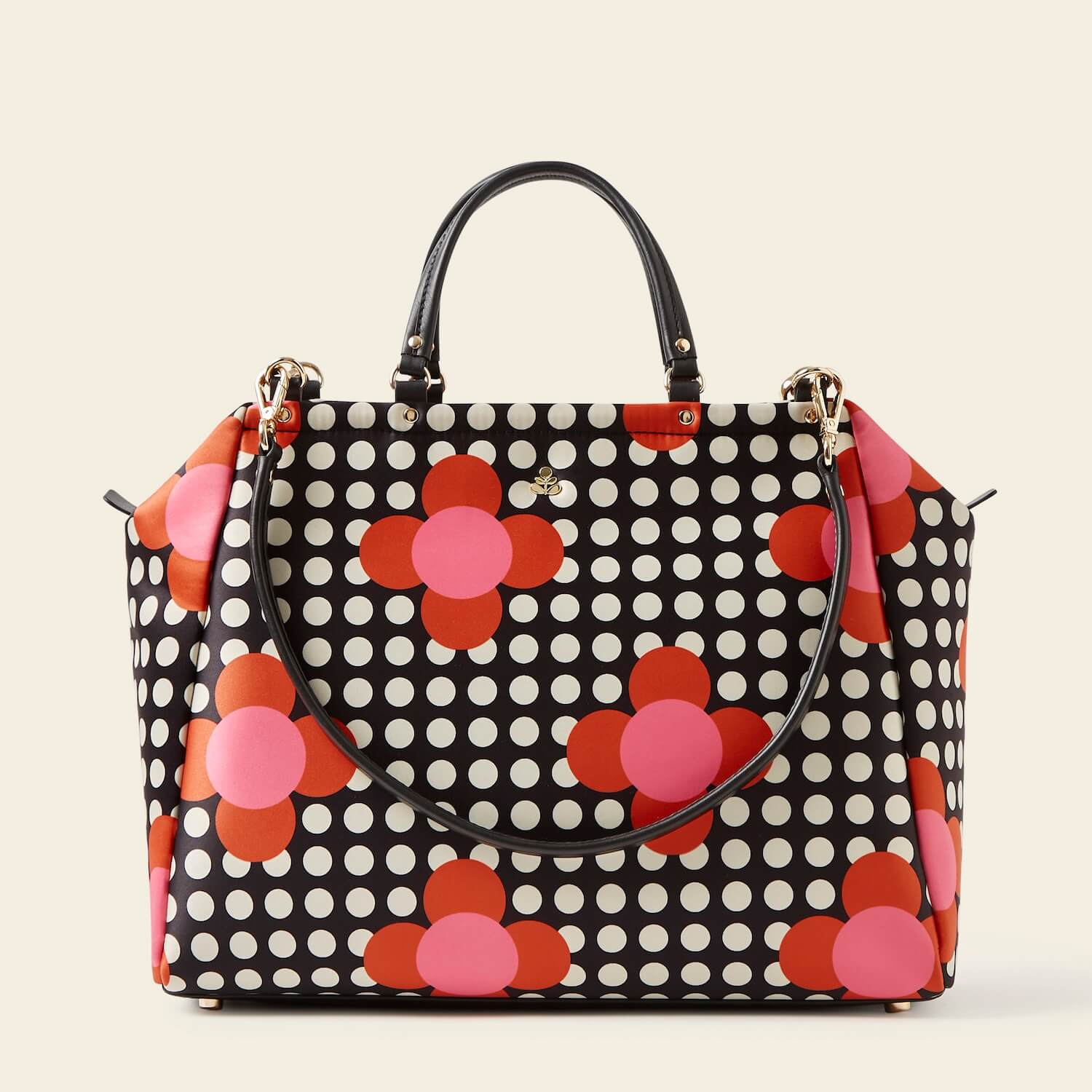 Opera Big Tote Bag - Fuchsia Floral Polka Dot Print Large Shoulder Bag for Women | Perfect for Work, Beach, Shopping & Travel