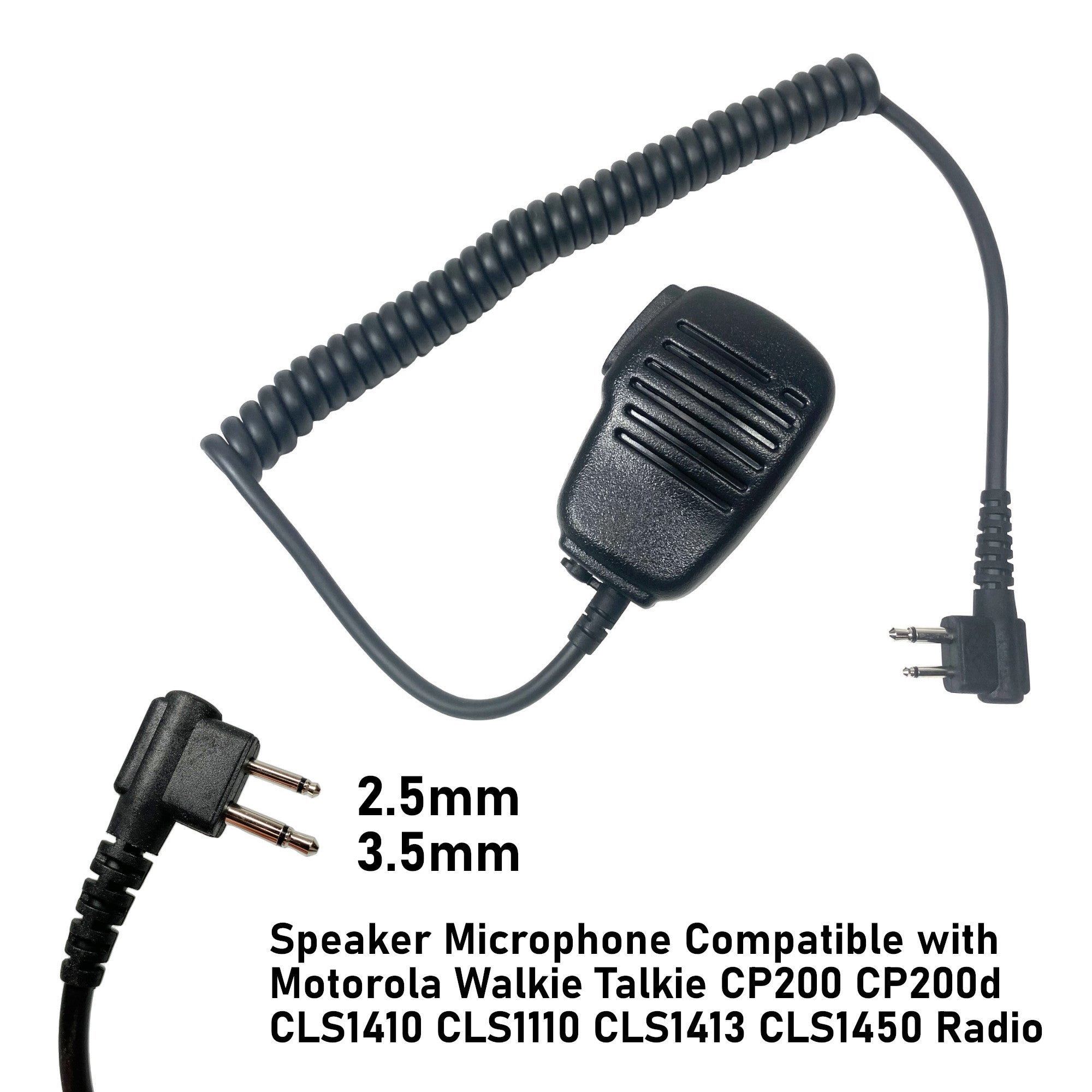 Motorola Two-Way Radio Shoulder Speaker Mic - Compatible with HRM16, R2, BPR40D, BPR40, CP100D, CP200D, CP200, CP185, CLS1410, CLS1110, DLR1060 - 2 Pin Hands-Free Microphone for Clear Communication - Ideal for Construction, Security, and Outdoor Activities