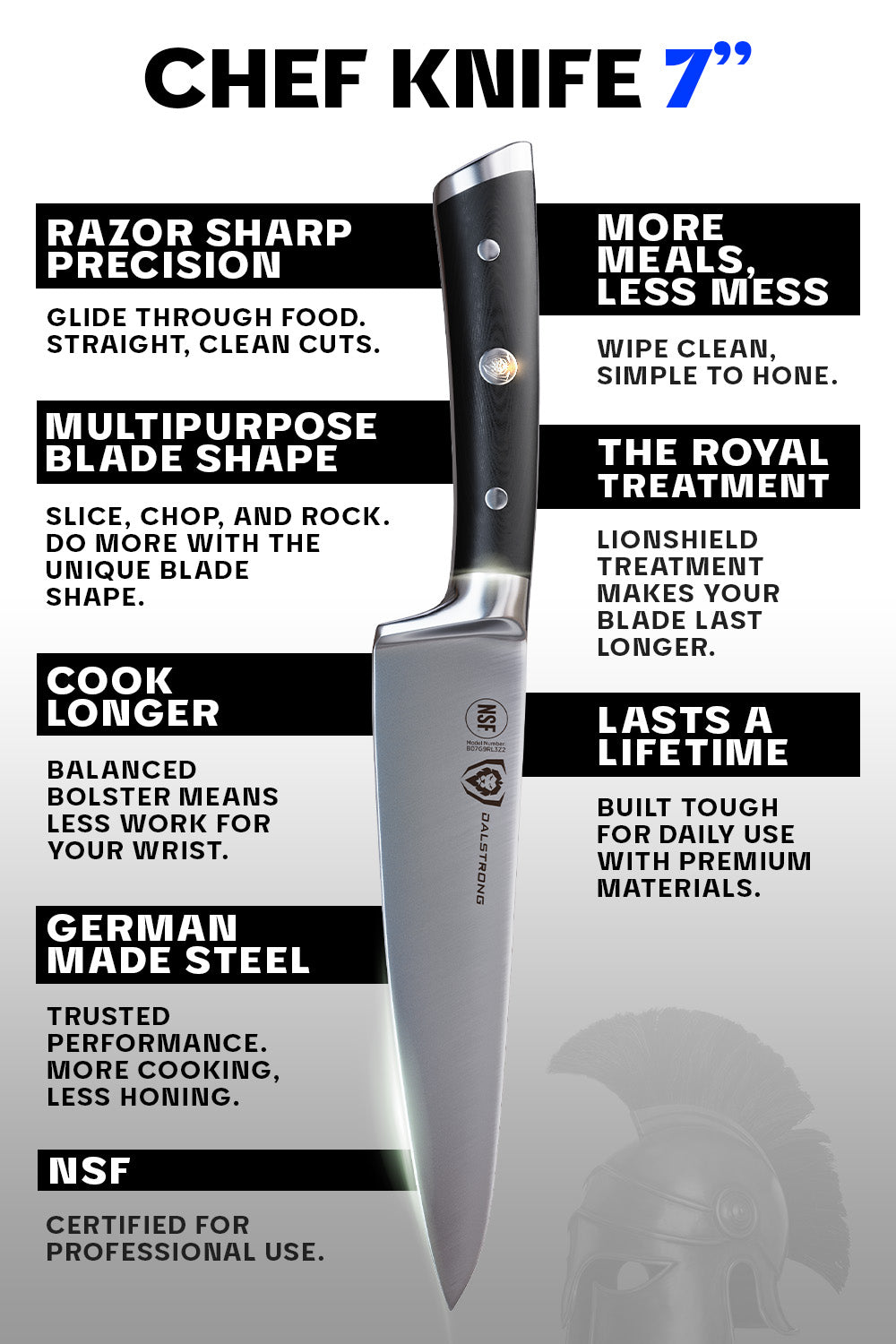 Premium 7-Inch Chef's Knife - Gladiator Series Elite Professional Kitchen Knife | NSF Certified | High Carbon German Steel | Dalstrong © | Perfect for Slicing, Dicing & Chopping Vegetables, Meat & Herbs