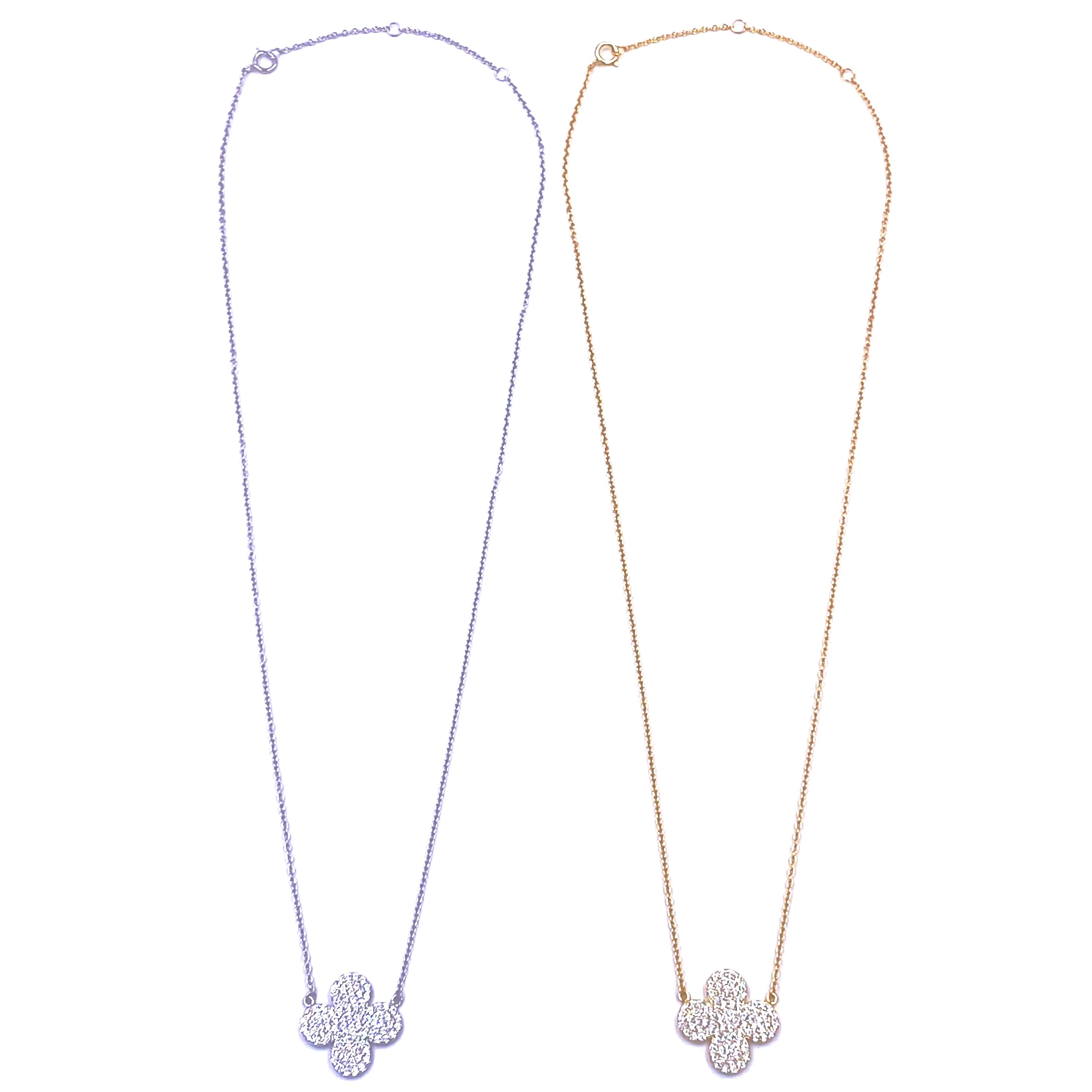 Ashley Gold Sterling Silver CZ Encrusted Clover Necklace - Elegant Four Leaf Clover Pendant for Women - Perfect for St. Patrick's Day, Birthdays & Everyday Jewelry Gifts