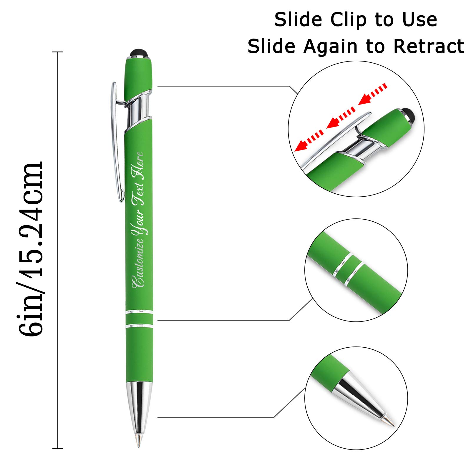 Custom Engraved Ballpoint Pens Bulk 100 Pack - Personalized Stylus Tip Pens with Name/Message - Medium Point Black Ink - Ideal for Office, Birthday & Graduation Gifts for Men & Women - Perfect for Corporate Events, Promotions & Everyday Writing