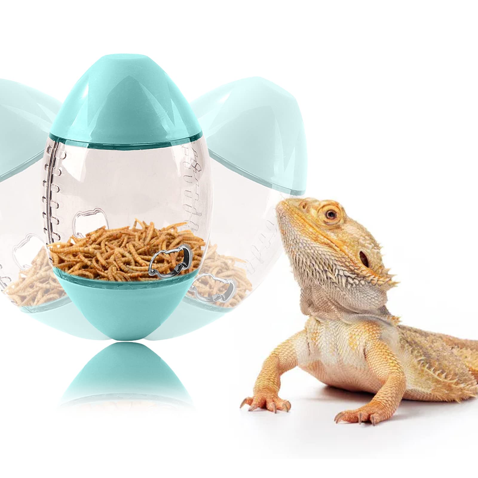 Interactive Reptile Enrichment Toys - Rugby Shaped Feeder for Bearded Dragons, Lizards & Geckos | Stimulating Play & Feeding Activity for Small Pets | Perfect for Cage Entertainment & Natural Hunting Instincts