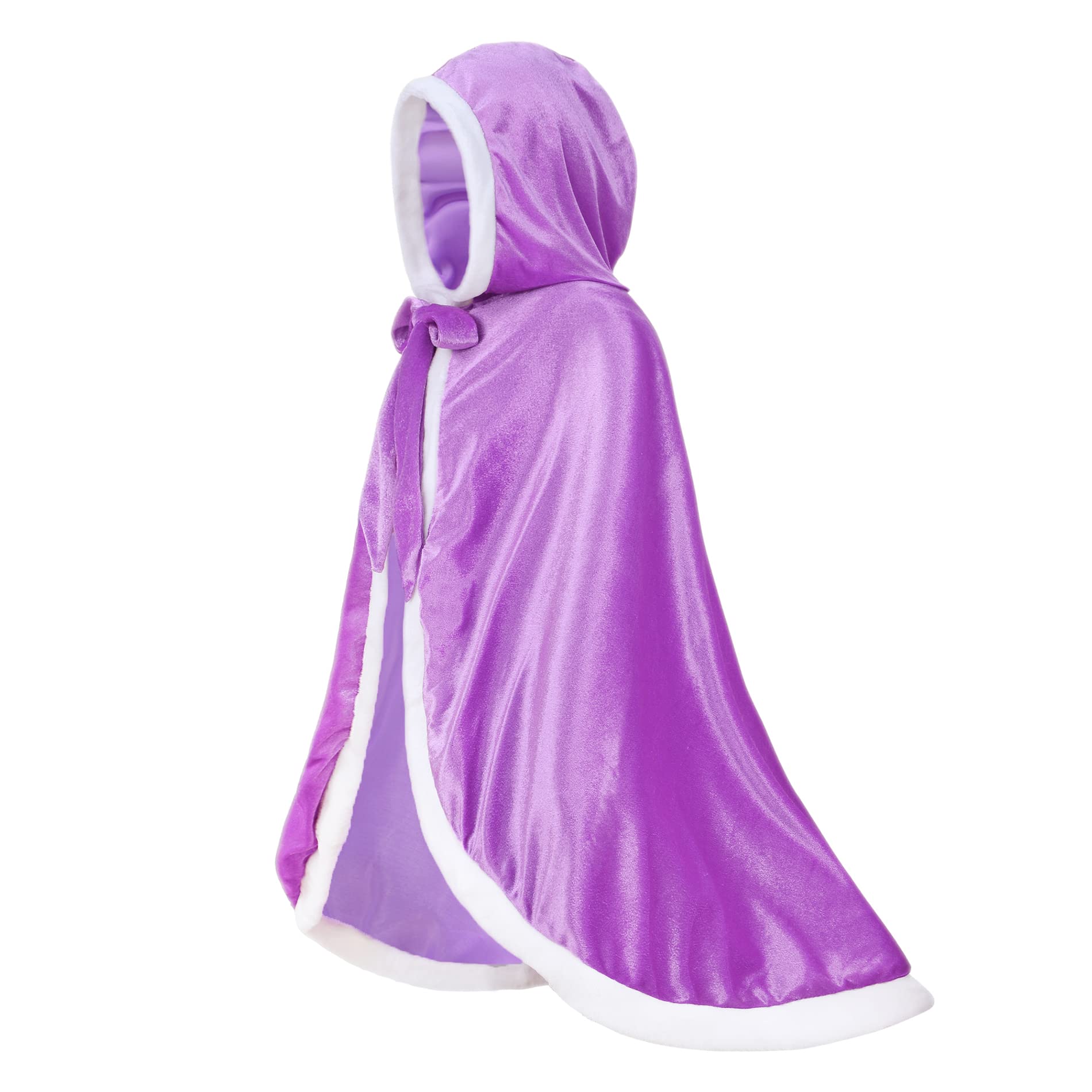 Girls Fur Princess Hooded Cape Cloak - Kids Dress Up Costume for Halloween, Christmas & Cosplay Parties - Warm Winter Playwear for Pretend Play & Fantasy Role Play