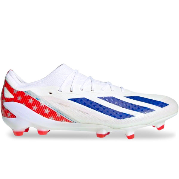 adidas Crazyfast USA.1 FG Soccer Cleats for Men - White/Power Blue Football Boots with Lightweight Design & Enhanced Traction - Perfect for Firm Ground Soccer Matches & Training Sessions