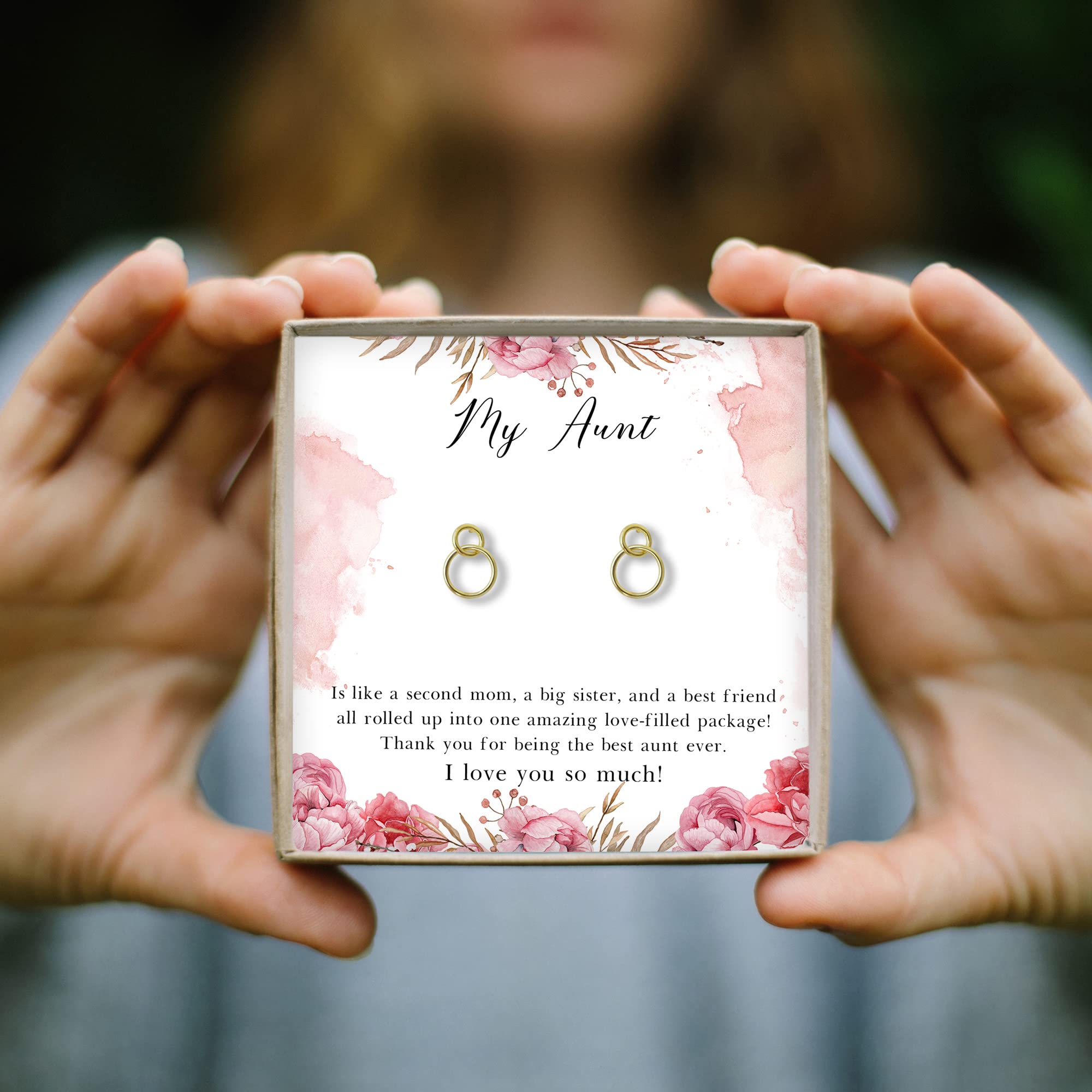 Heartfelt Aunt Earrings Gift Set - Sterling Silver Jewelry with Greeting Card for Birthday, Christmas, Mother's Day & Special Occasions | Perfect for Nieces, Daughters & Loved Ones