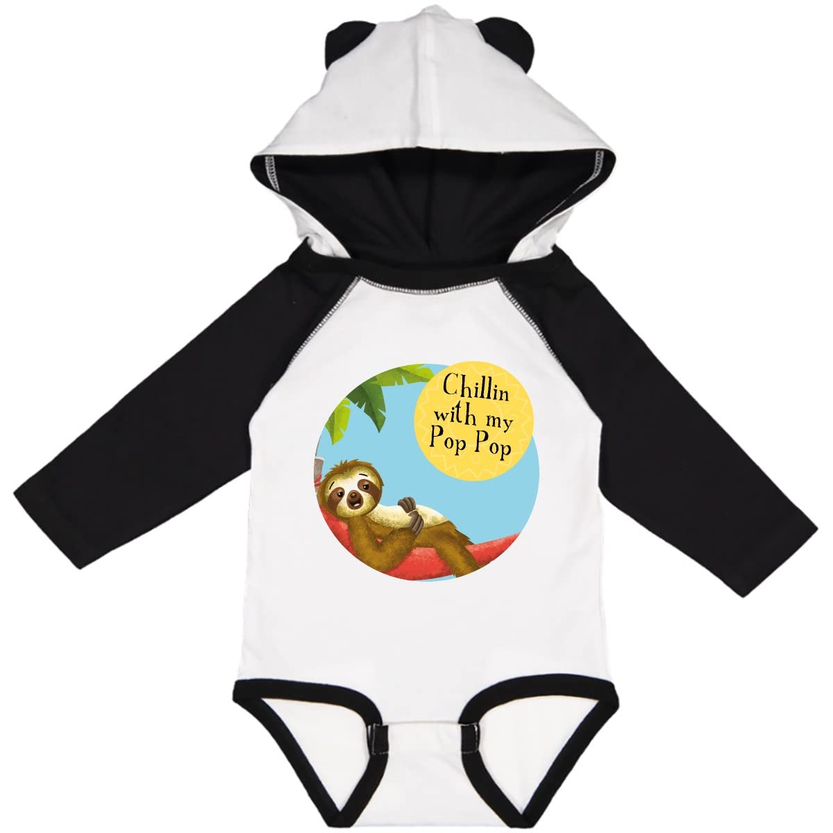 Inktastic Sedrick Sloth Chillin with Pop Pop Long Sleeve Baby Bodysuit - Cute Animal Graphic Onesie for Boys & Girls - Perfect for Family Photos, Playdates & Cozy Days