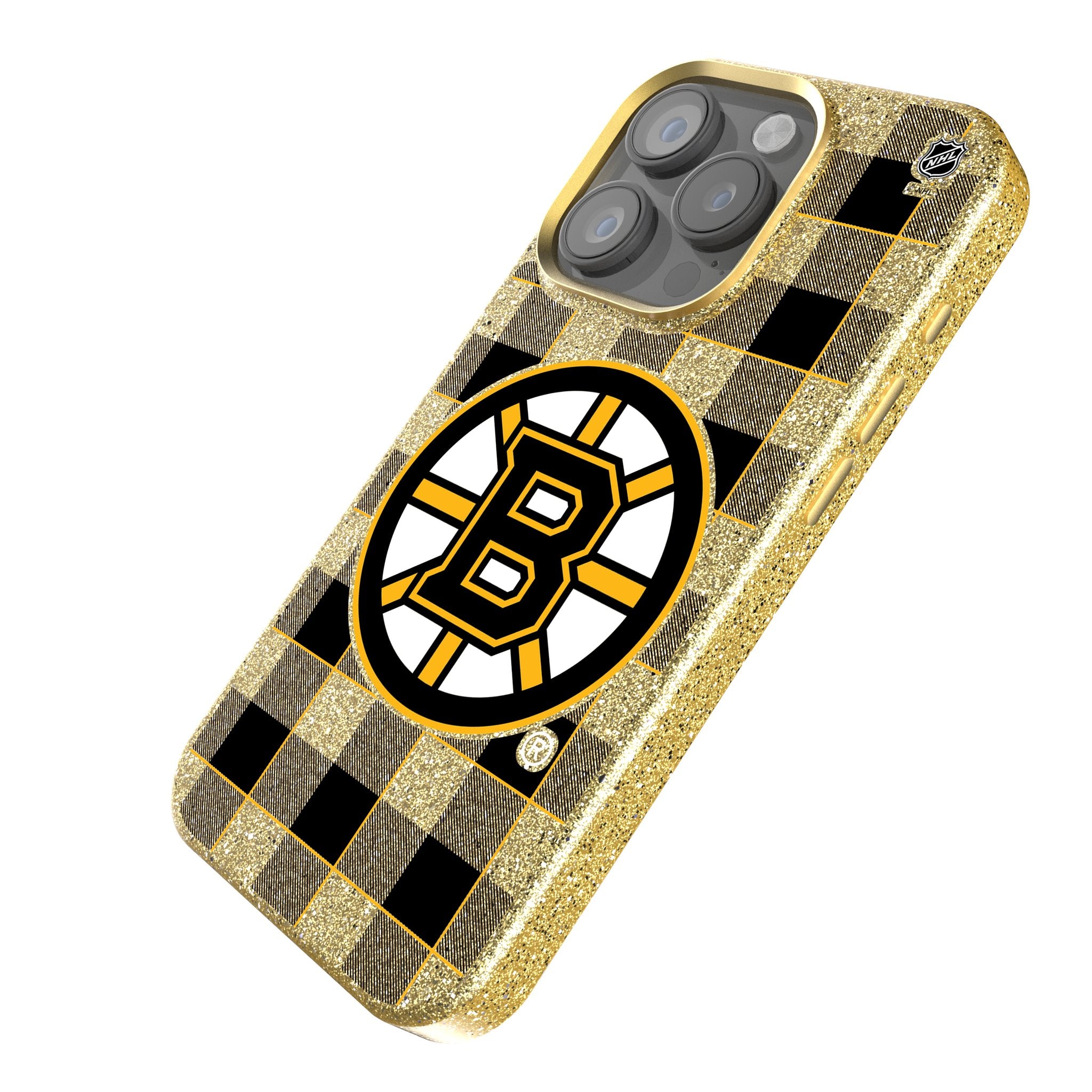 Boston Bruins Plaid Bling Phone Case - Stylish Protective Cover for iPhone & Android | Perfect for Hockey Fans & Game Day
