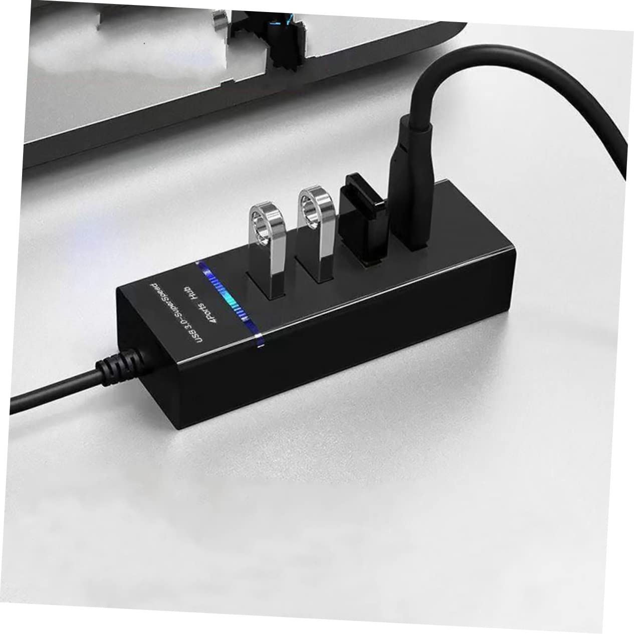 KONTONTY USB 3.0 Hub 4-Port Adapter with Fast Data Transfer and Charging - Perfect for Laptop, PC, Mac, Gaming & Home Office Setup