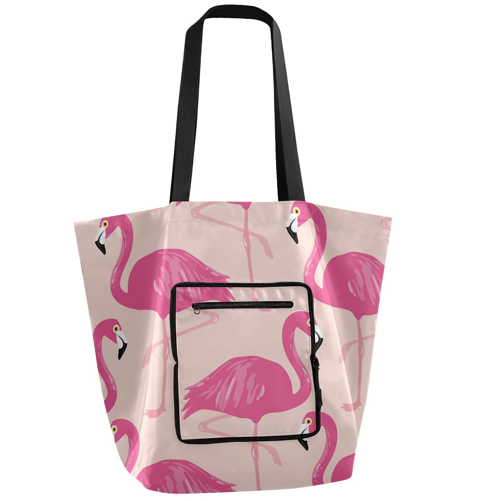 Pink Flamingo Reusable Grocery Bag - Foldable Tote for Shopping (44lbs) - Beach & Market Use