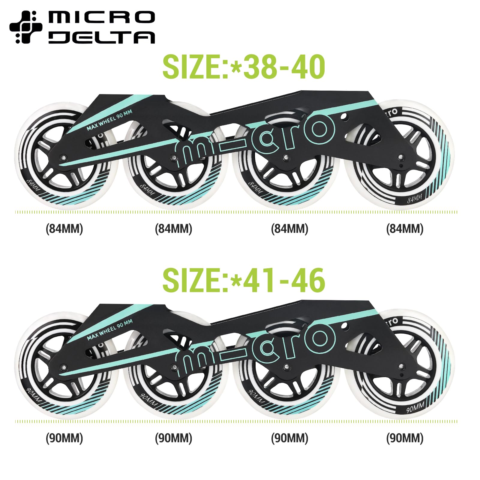 High-Performance Men's Inline Skates - Micro Delte Rollerblades for Adults | Indoor & Outdoor Fitness Skating | Black Speed Skates for Exercise, Commuting & Recreation