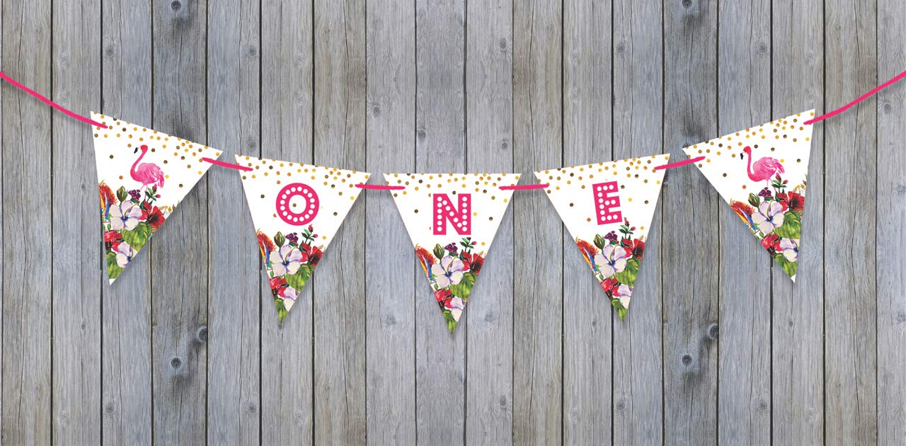Pre-Strung 'I Am 1' Birthday Party Decorations - Tropical Themed Pennant Banner Flags for Boys - Perfect for 1st Birthday Celebrations, Baby Showers & Nursery Decor