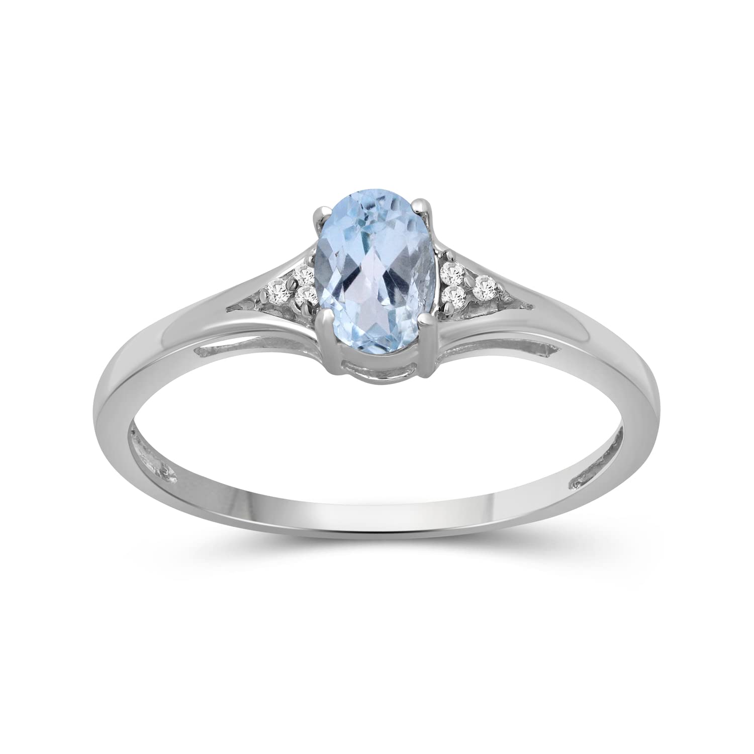 JEWELEXCESS Birthstone Ring - Sterling Silver Jewelry with White Diamond Accent & Hypoallergenic Band | Elegant Gemstone Ring for Women, Perfect Gift for Birthday, Anniversary & Special Occasions