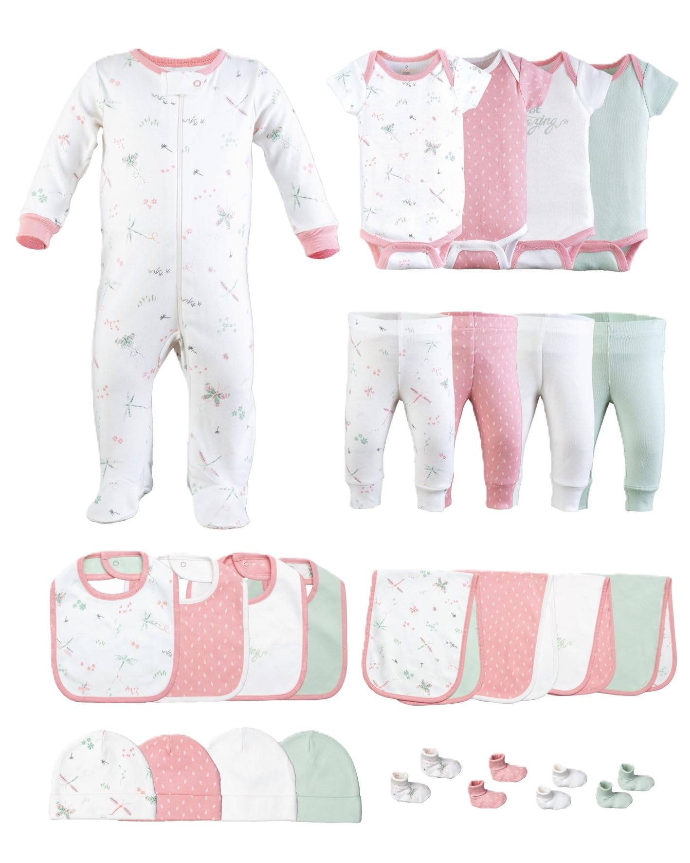 Newborn Baby Clothes Gift Set for Girls & Boys 0-3 Months - Soft Cotton Layette Outfit with Hat & Mittens | Perfect Baby Shower Gift & First Outfit for Newborns