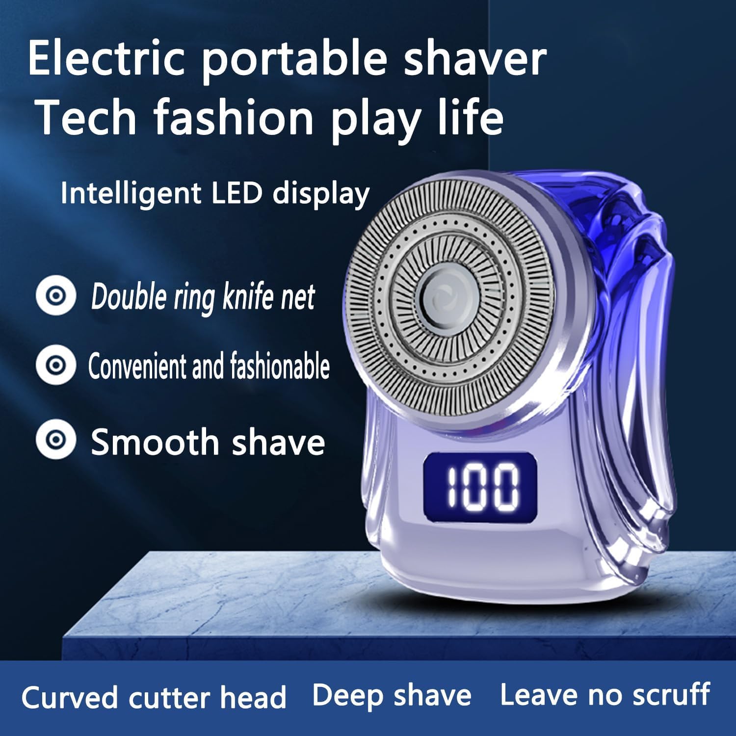 Zao Mini Electric Shaver for Men 2024 - Waterproof USB Rechargeable Beard Trimmer, Powerful Storm Shaver with Pocket Size Design, Washable Silver Electric Razor - Perfect for Travel, Gym & Daily Grooming