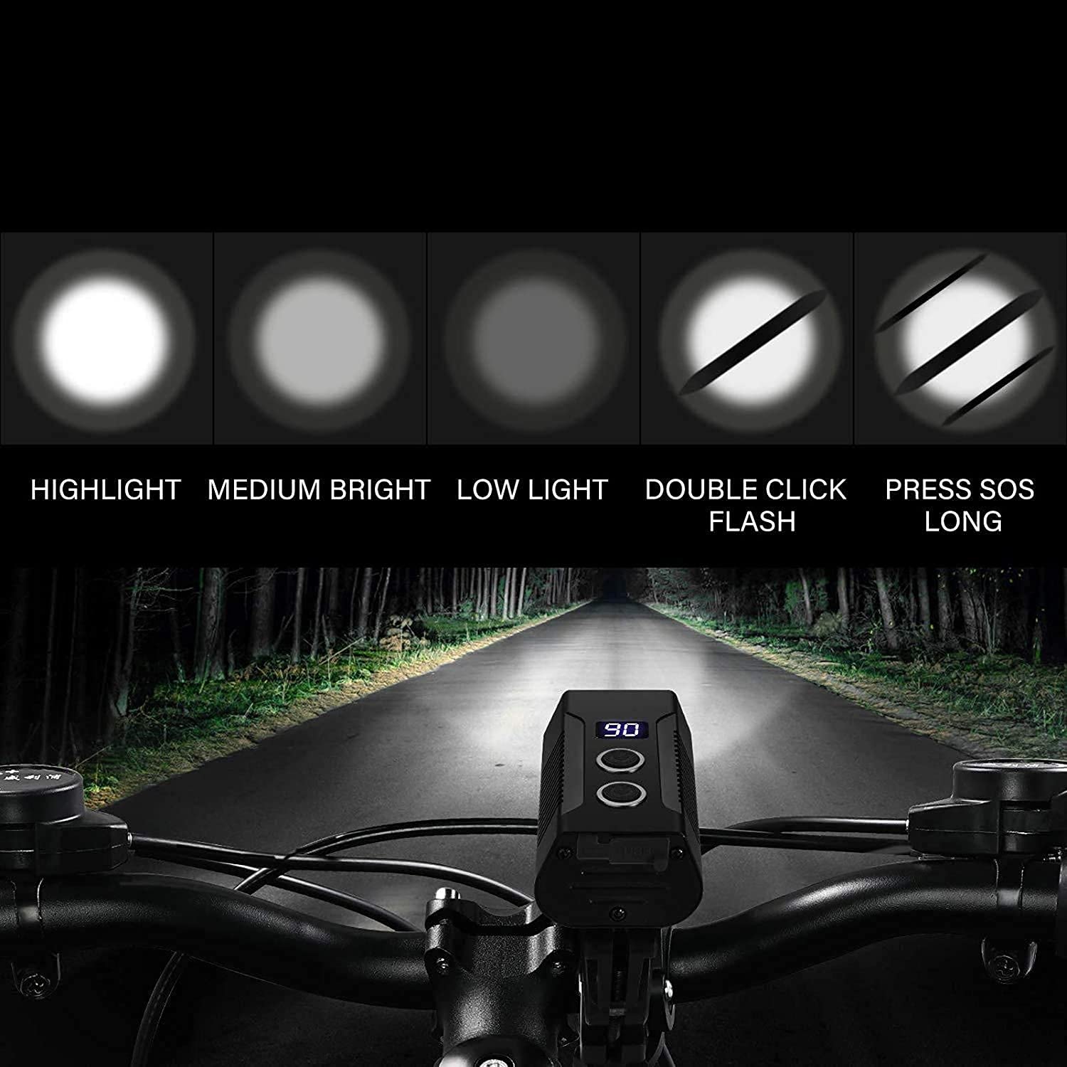 USB Rechargeable Bike Light - 2000 Lumens Super Bright LED Bicycle Headlight with 7 Modes, Waterproof Cycling Front Light for Mountain/Road/Commuter Bikes - Perfect for Night Riding & Urban Commuting