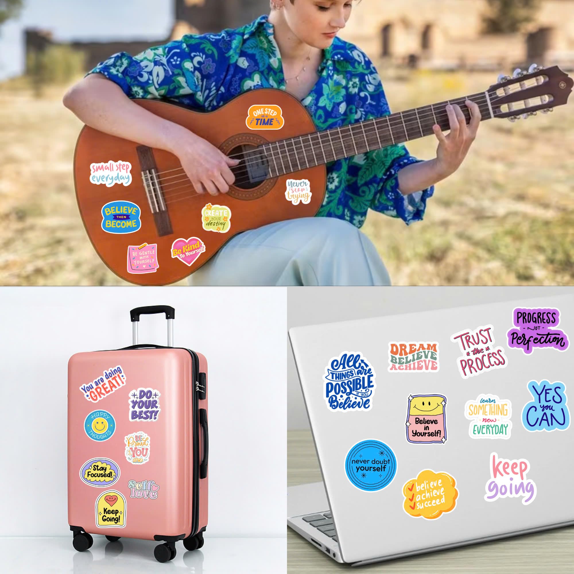 Motivational Vinyl Stickers - Inspirational Positive Quote Decals for Water Bottles, Skateboards & Laptops - Encouraging Gift Ideas for Students, Kids & Teens - Perfect for School, Work & Daily Motivation