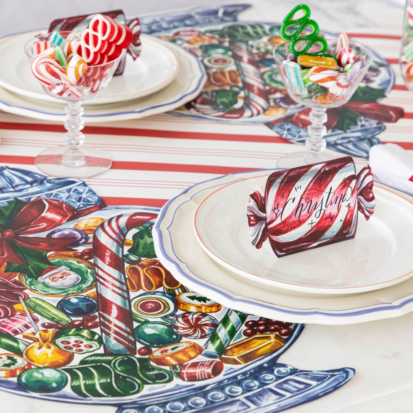 Personalized Christmas Candy Place Cards - Holiday Party Decorations for Table Settings & Festive Celebrations