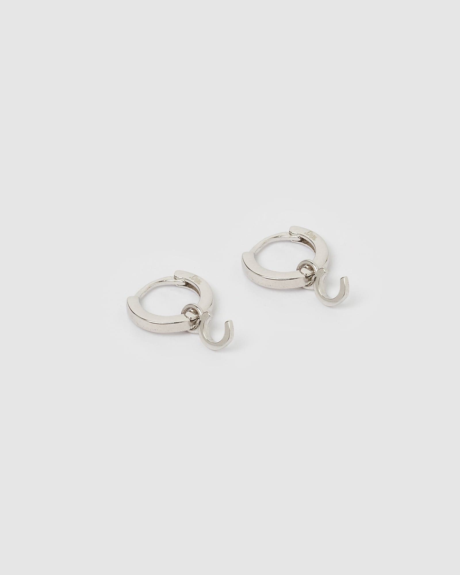 Izoa Silver Alphabet Letter C Huggie Earrings - Minimalist Initial Jewelry for Women, Perfect for Everyday Wear, Gifts & Layering