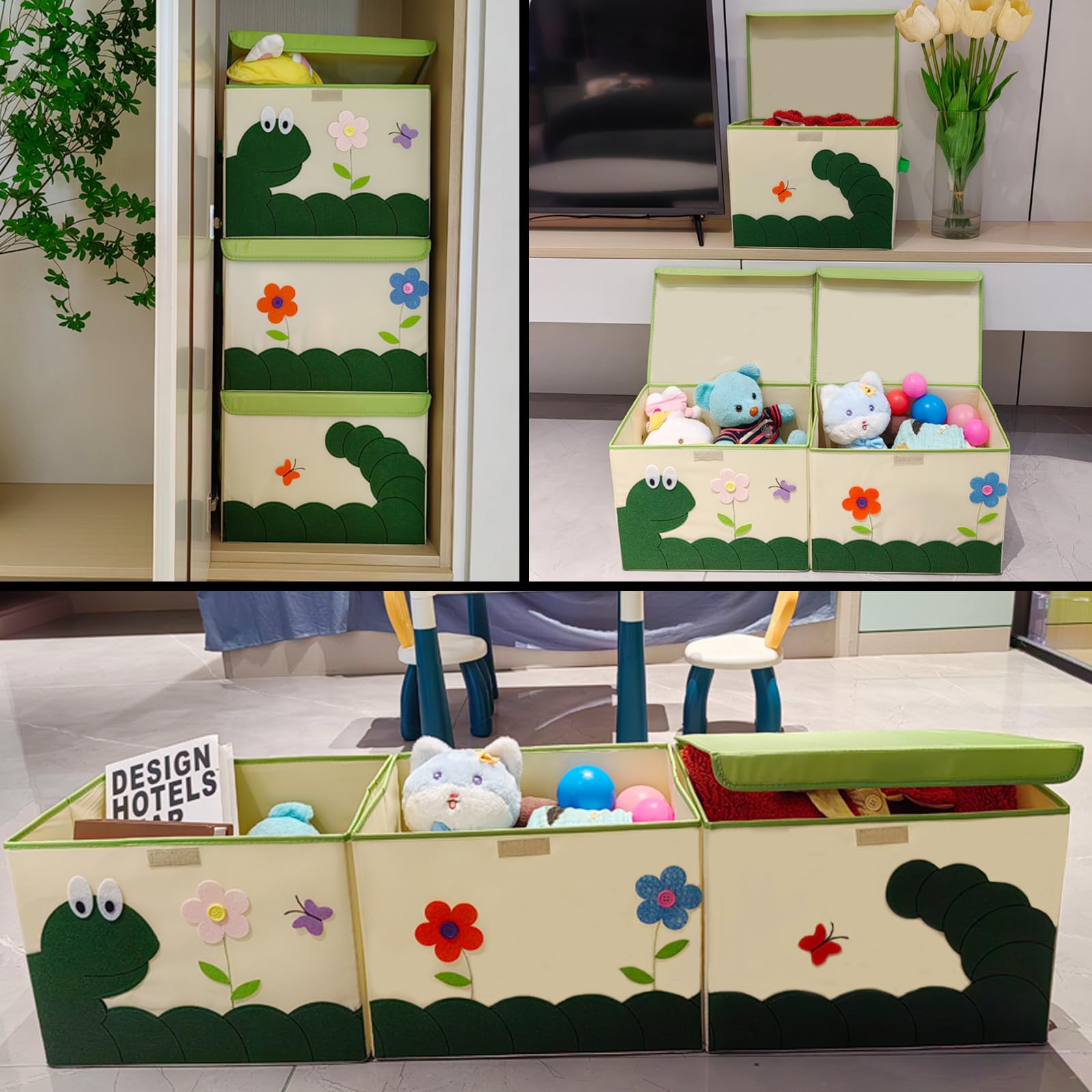 Large Kids Toy Storage Box with Lid - Cute Organizer Chest for Boys & Girls, Nursery Room Decor, Baby Toy Basket (Greedy Snake Design) | Perfect for Playroom Organization & Toddler Toy Storage