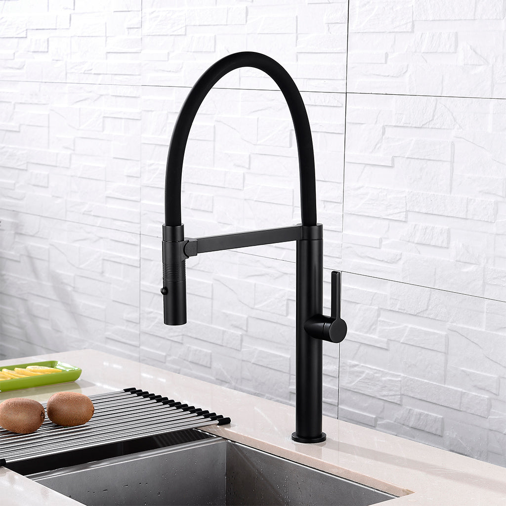 DAX S2417 Single Handle Pull Out Kitchen Faucet with Dual Sprayer - Brass Body & Shower Head (9 3/16 x 21 5/8 Inches) - Perfect for Modern Kitchens, Dishwashing & Food Prep