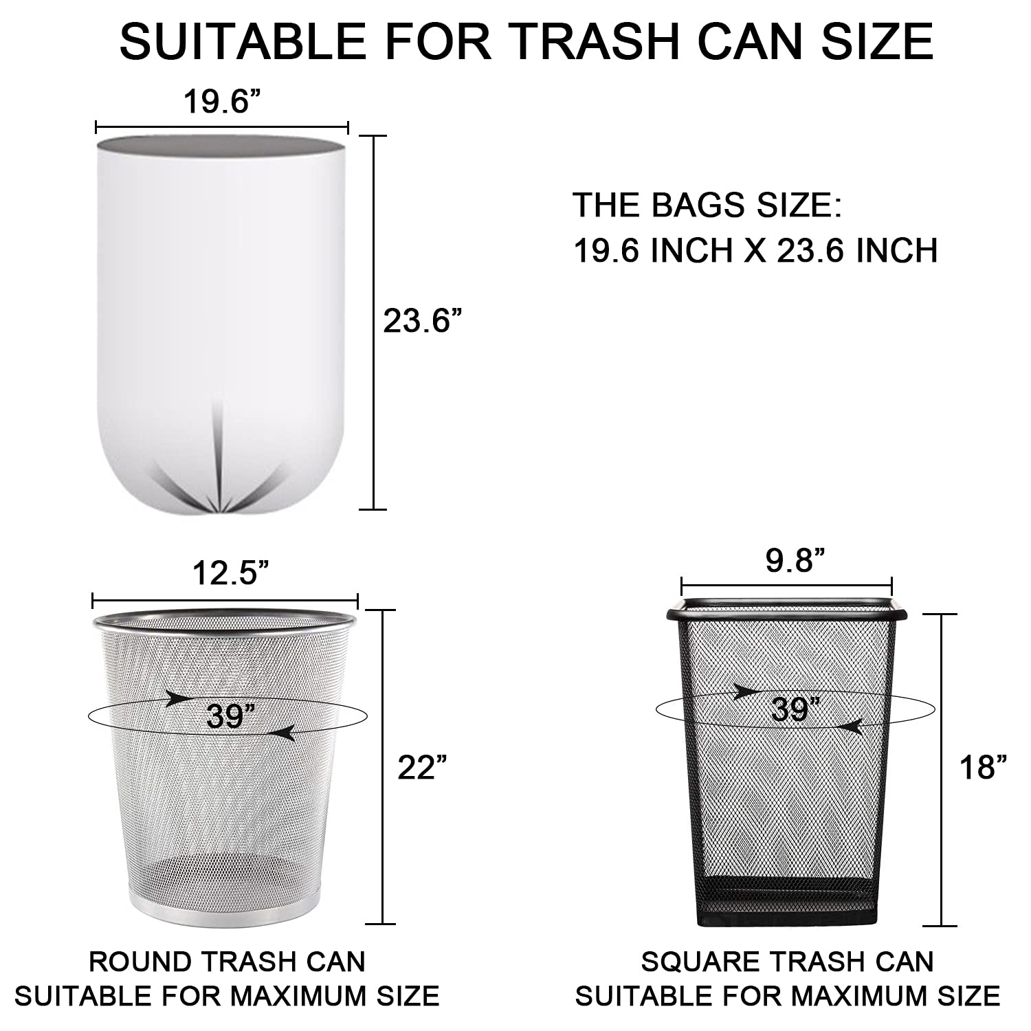 6 Gallon Small Clear Office Trash Bags - 100 Count Wastebasket Liners for Restroom, Home & Office Bins | Perfect for Desks, Bathrooms & Kitchen Waste Cans