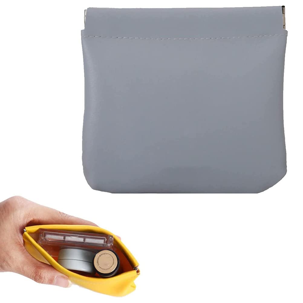 Premium Lambskin Mini Makeup Bag - Handcrafted Squeeze Top Cosmetic Pouch for Women | Travel-Friendly Magnetic Closure Organizer | Perfect for On-the-Go Touchups & Gift Giving