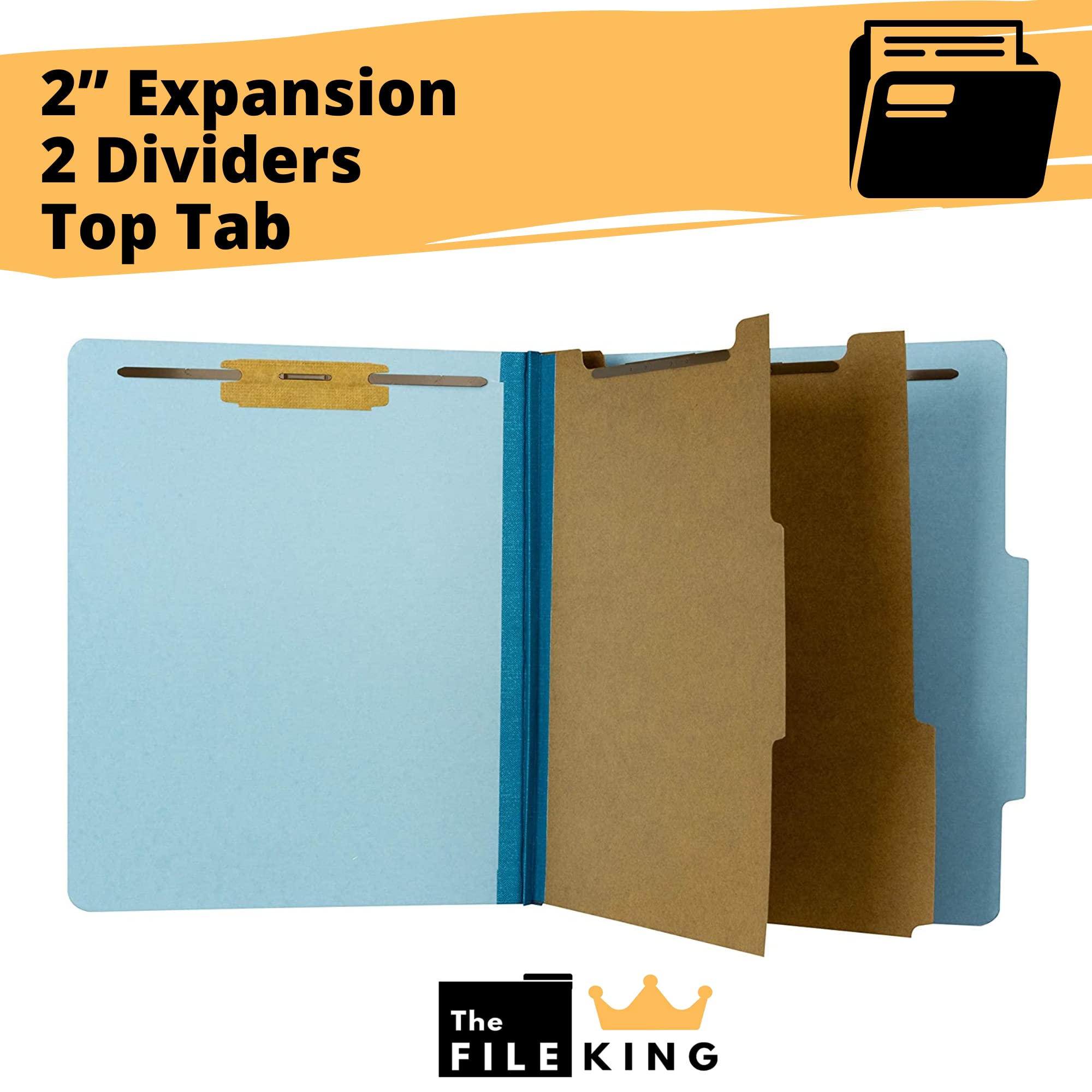 The File King 2-Inch Expansion Pressboard Classification Folders - 10 Pack, Letter Size, Pale Blue | 2 Dividers with Prongs | Made in USA | Perfect for Medical Records, Office Filing & Document Organization