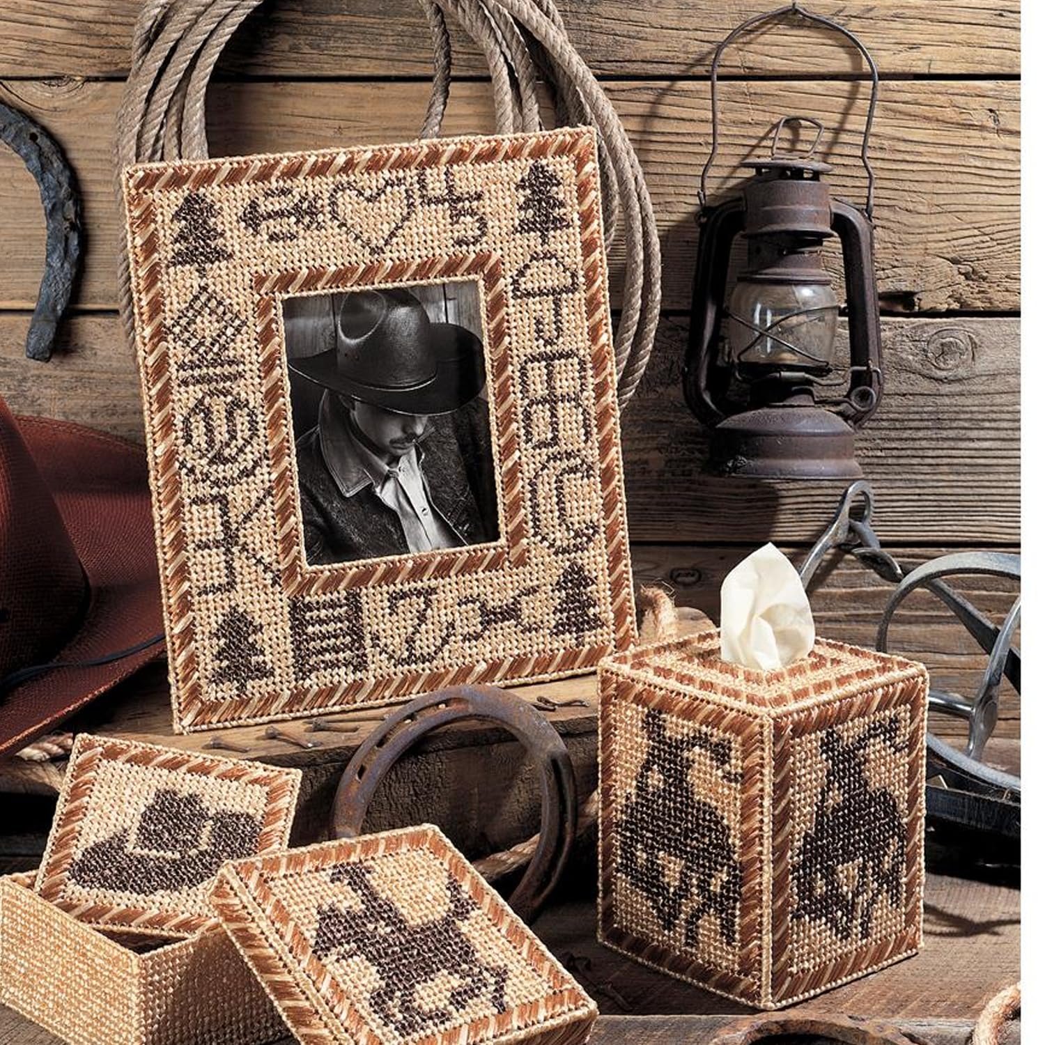 Leisure Arts Plastic Canvas Out West Cross Stitch Book - DIY Western Themed Plastic Canvas Patterns & Craft Books for Home Decor & Gifts