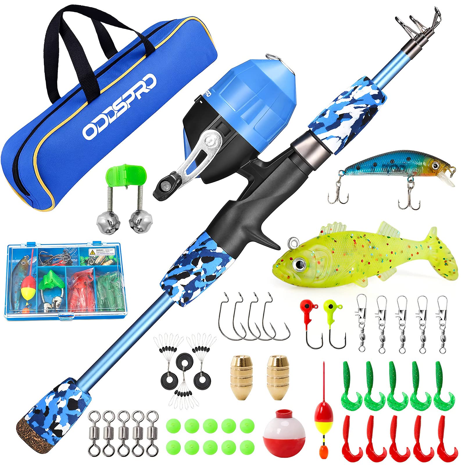 ODDSPRO Pink Kids Fishing Pole - Telescopic Fishing Rod and Reel Combo Kit with Tackle Box | Portable Fishing Gear for Girls & Youth | Perfect for Outdoor Camping, Beach Trips & Family Bonding
