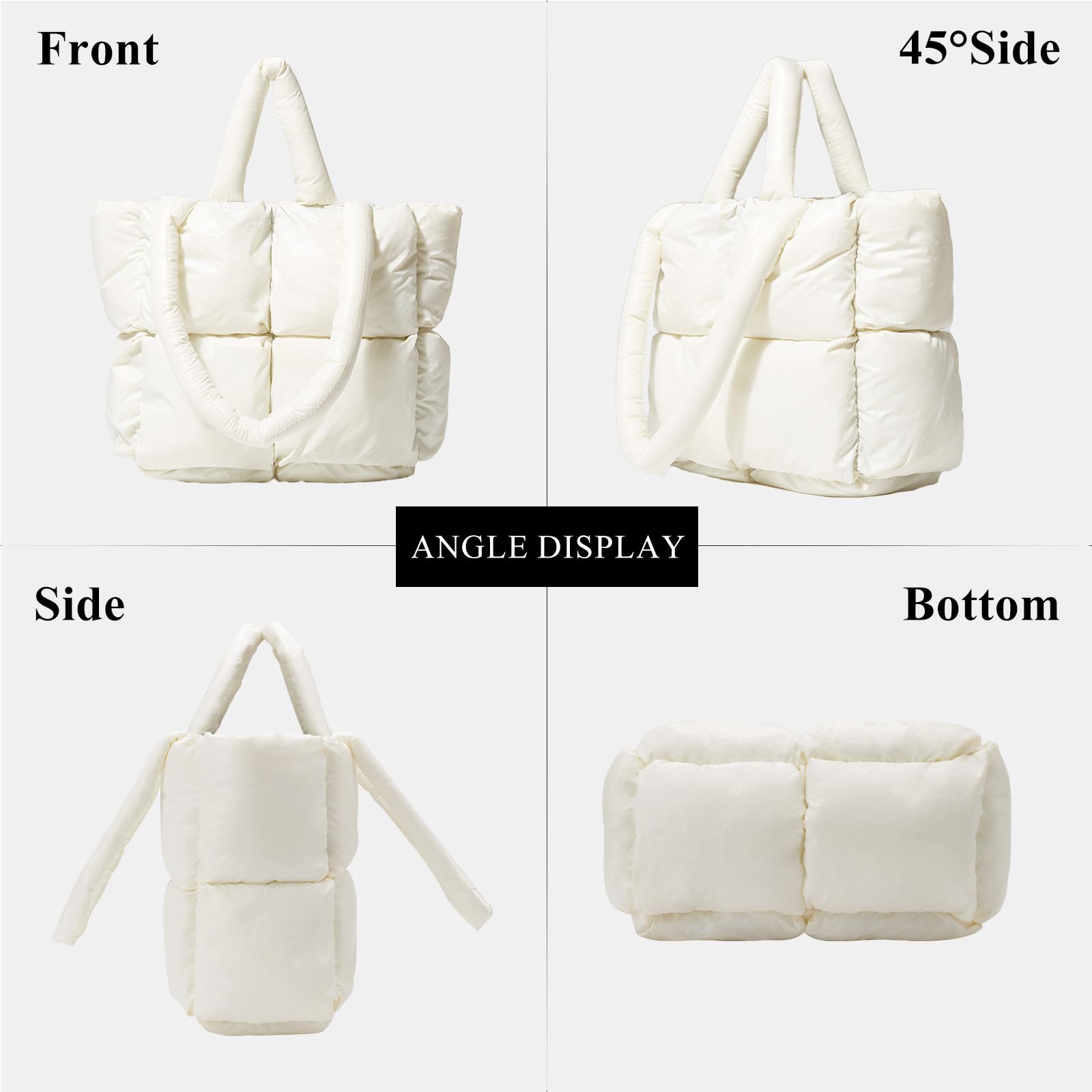 Soft Puffy Tote Bag for Women - Lightweight Winter Down Cotton Quilted Shoulder Handbag Purse | Perfect for Work, Travel & Shopping