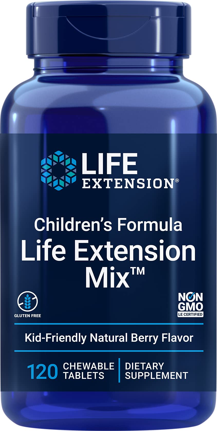 Life Extension Children's Multivitamin Chewable Tablets - Berry Flavor, 120 Count | Kids Daily Vitamins with 18 Essential Nutrients | No Added Sugar, Gluten-Free & Non-GMO Supplement | Supports Immune Health & Growth for Active Children