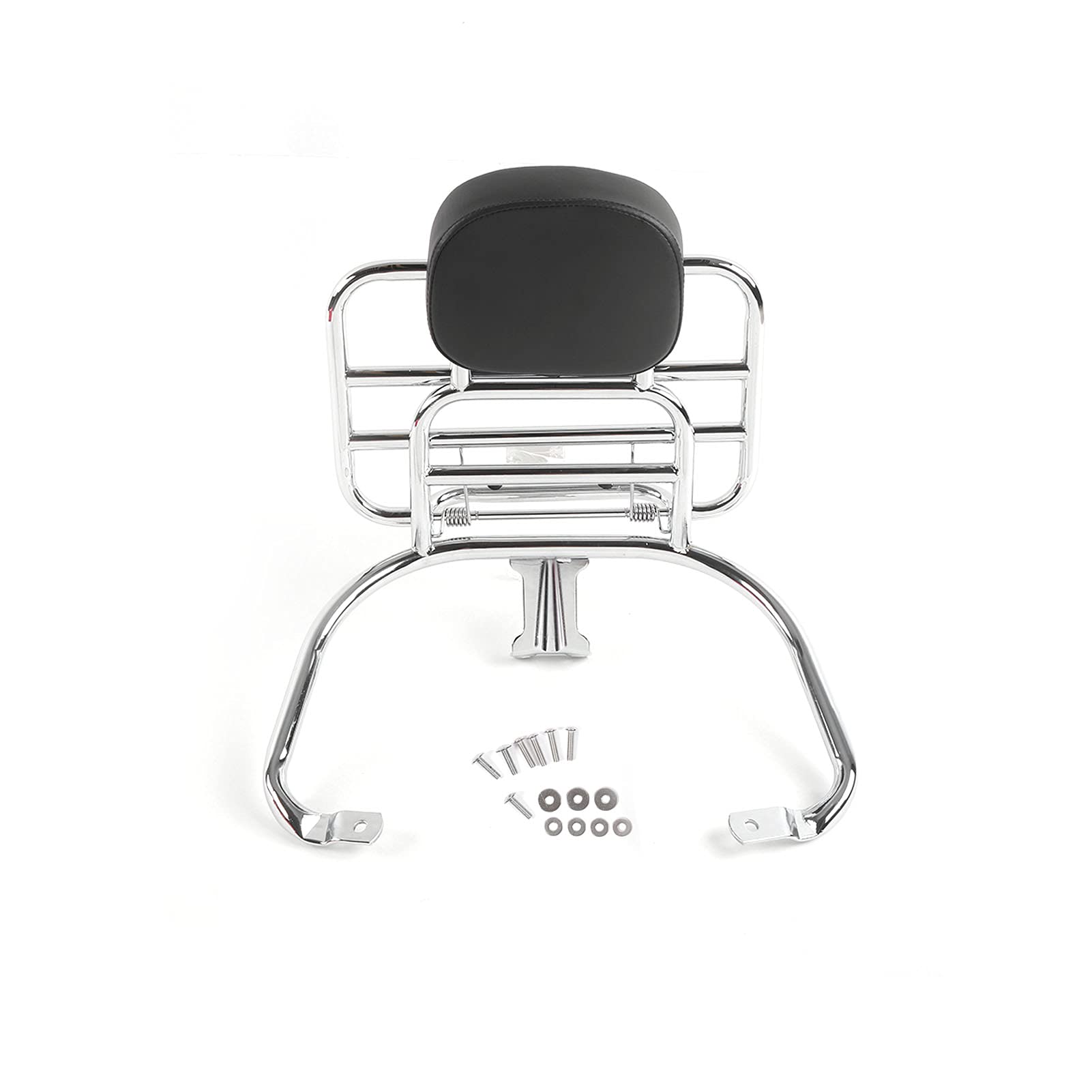 Silver Rear Luggage Rack with Backrest Cushion for Vespa Sprint & Primavera 50 125 150 250 300 GTS Scooters - Perfect for Commuting, Shopping & Urban Travel