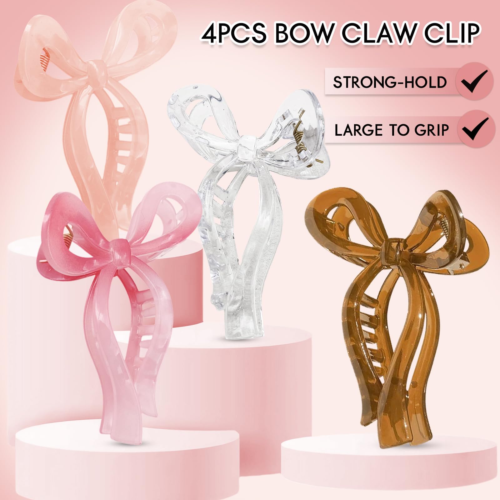 4PCS Large Acrylic Bow Hair Clips for Women - 5