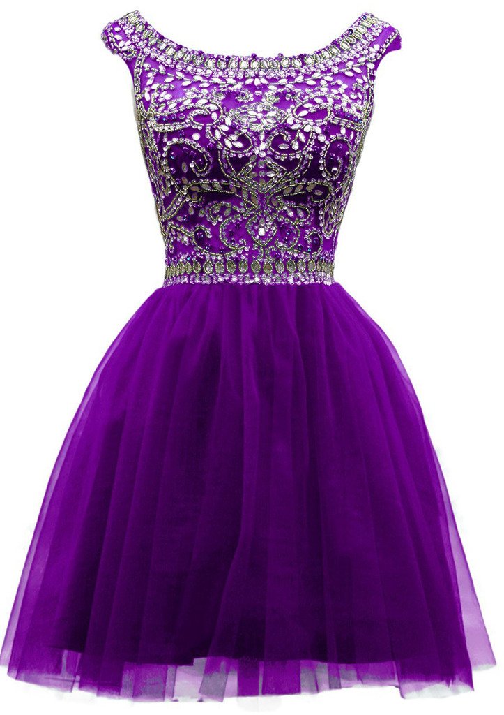 Elegant Women's Short High Neck Beaded Tulle Cocktail Dress for Party, Homecoming, Prom, Wedding Guest - Perfect for Evening Events & Special Occasions