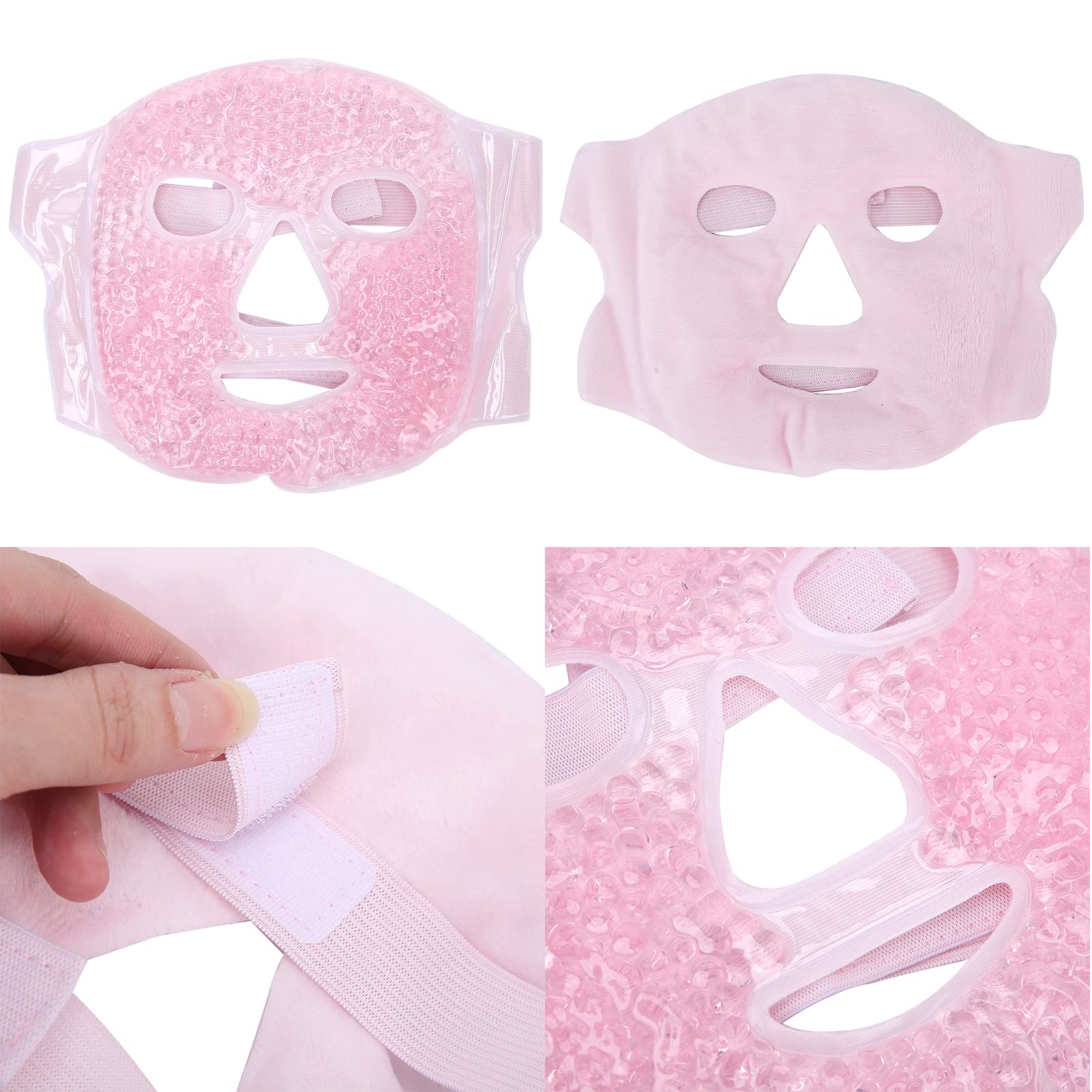 Cooling & Soothing Gel Face Mask for Dark Circles & Puffiness Relief - Reusable Hot/Cold Compress Therapy with Elastic Band - Washable Skin-Friendly Gel Beads Facial Mask (Pink) | Perfect for Spa Days, Travel & Post-Workout Recovery