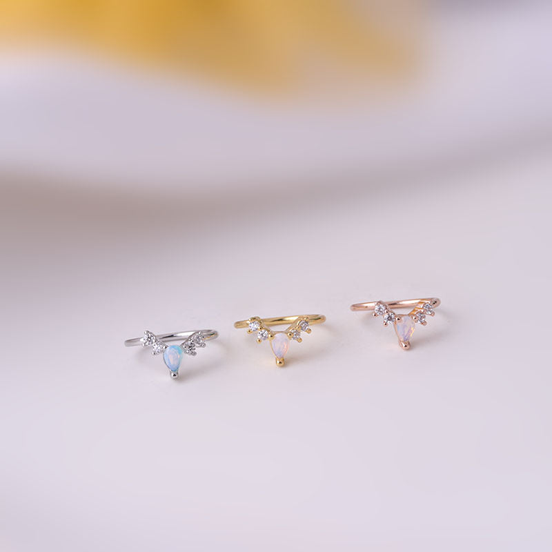 18K Rose Gold Dainty Cubic Zirconia Pave Septum Ring - Elegant Nose Piercing Jewelry for Women | Perfect for Everyday Wear, Parties & Special Occasions