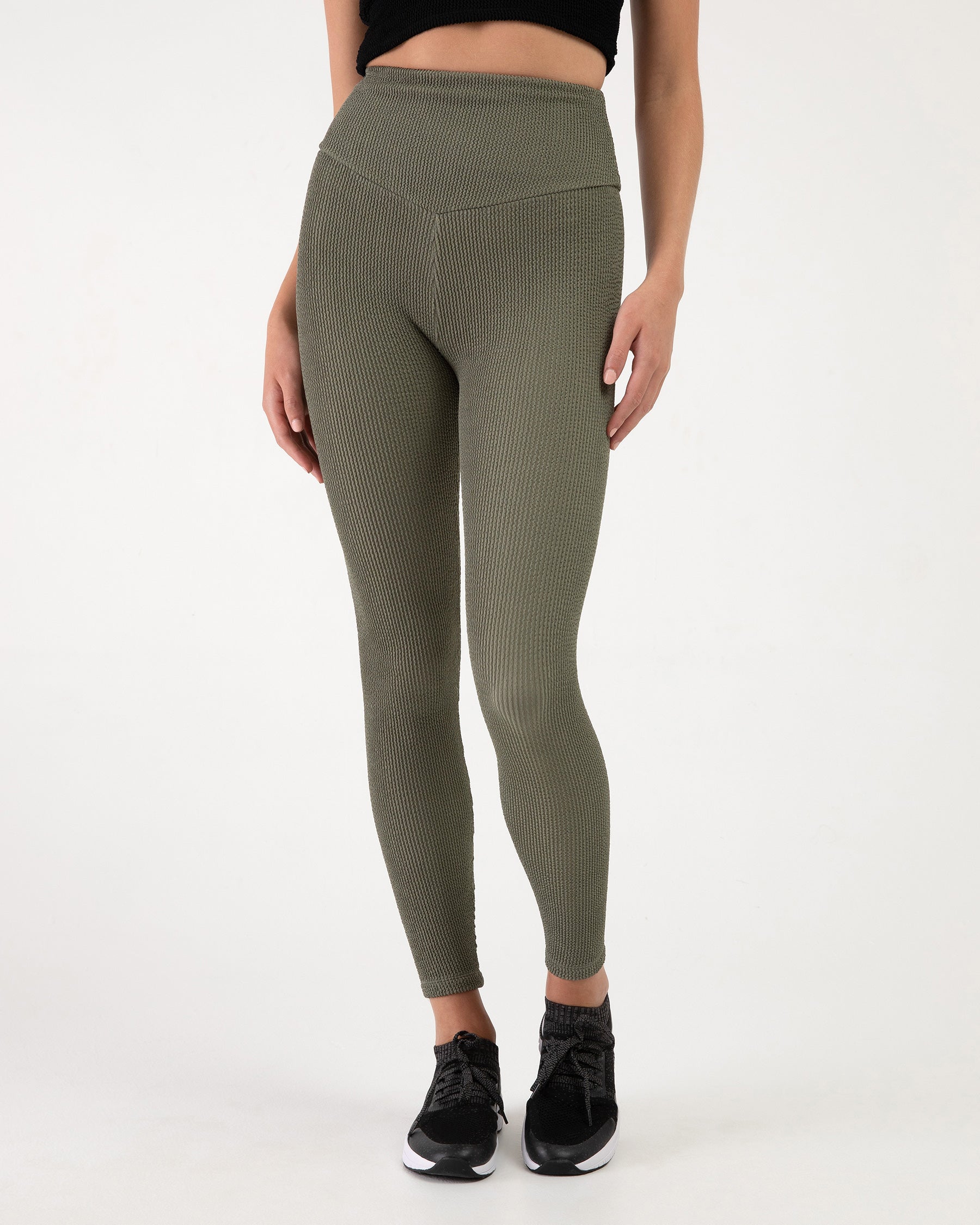 Crinkle Full Length Leggings for Women - High Waisted Yoga Pants with Comfortable Stretch - Perfect for Workouts, Running, Lounge & Everyday Wear