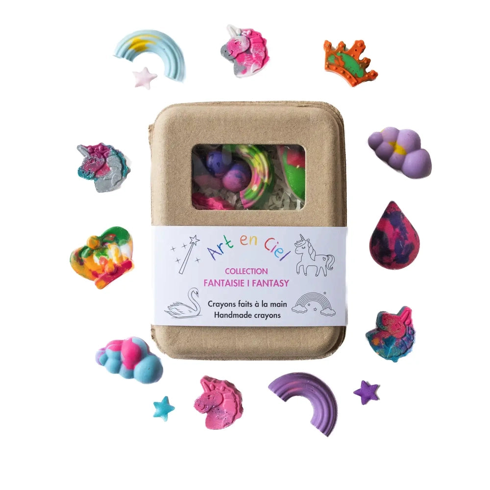 Art en Ciel Handmade Non-Toxic Fantasy Crayons for Kids - Safe & Vibrant Colors for Drawing, Coloring Books & Creative Art Projects