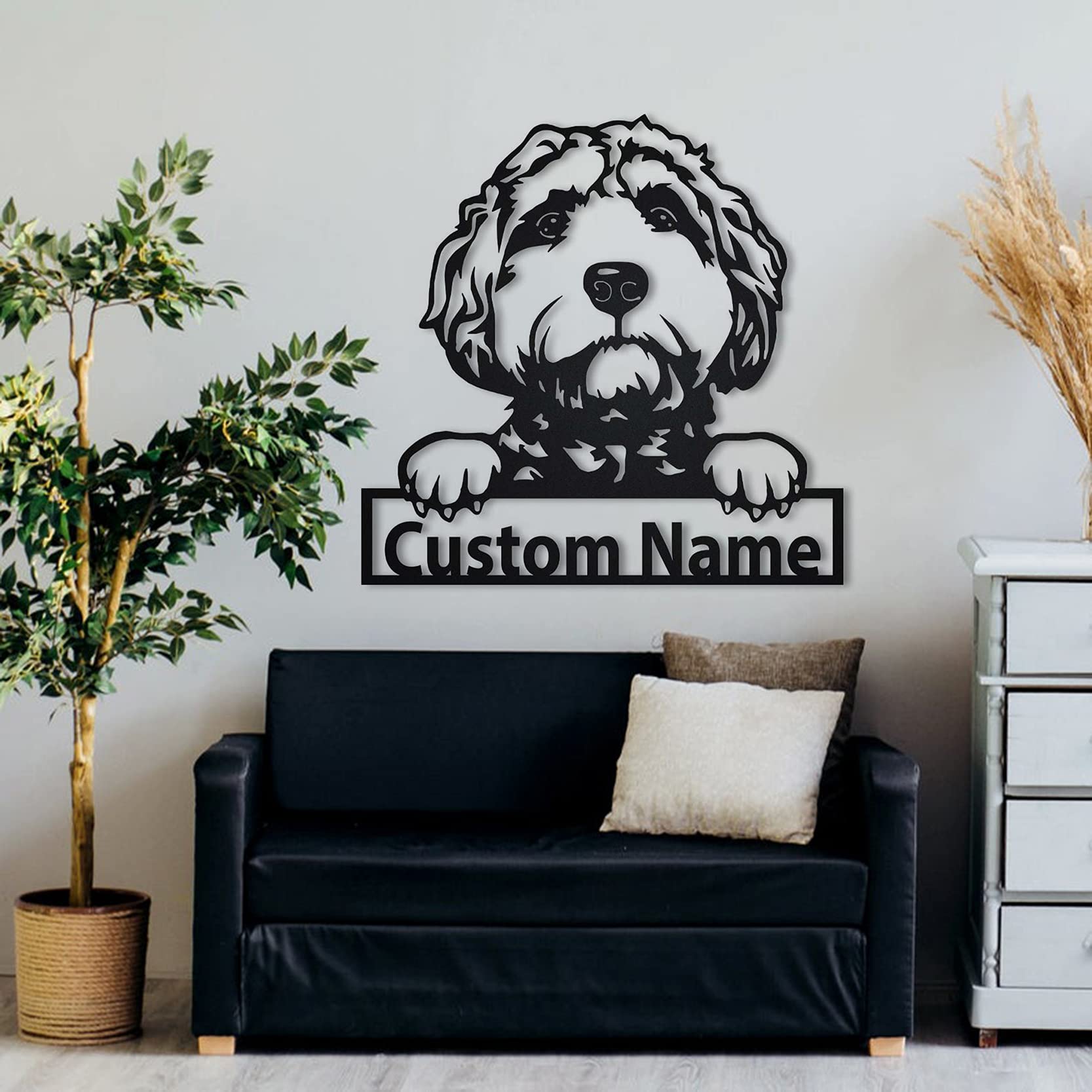 Personalized Goldendoodle Dog Metal Sign - Custom Pet Name & Portrait Art - Unique Funny Dog Gift for Pet Lovers - Perfect for Home Decor, Dog Birthday & Anniversary Gifts