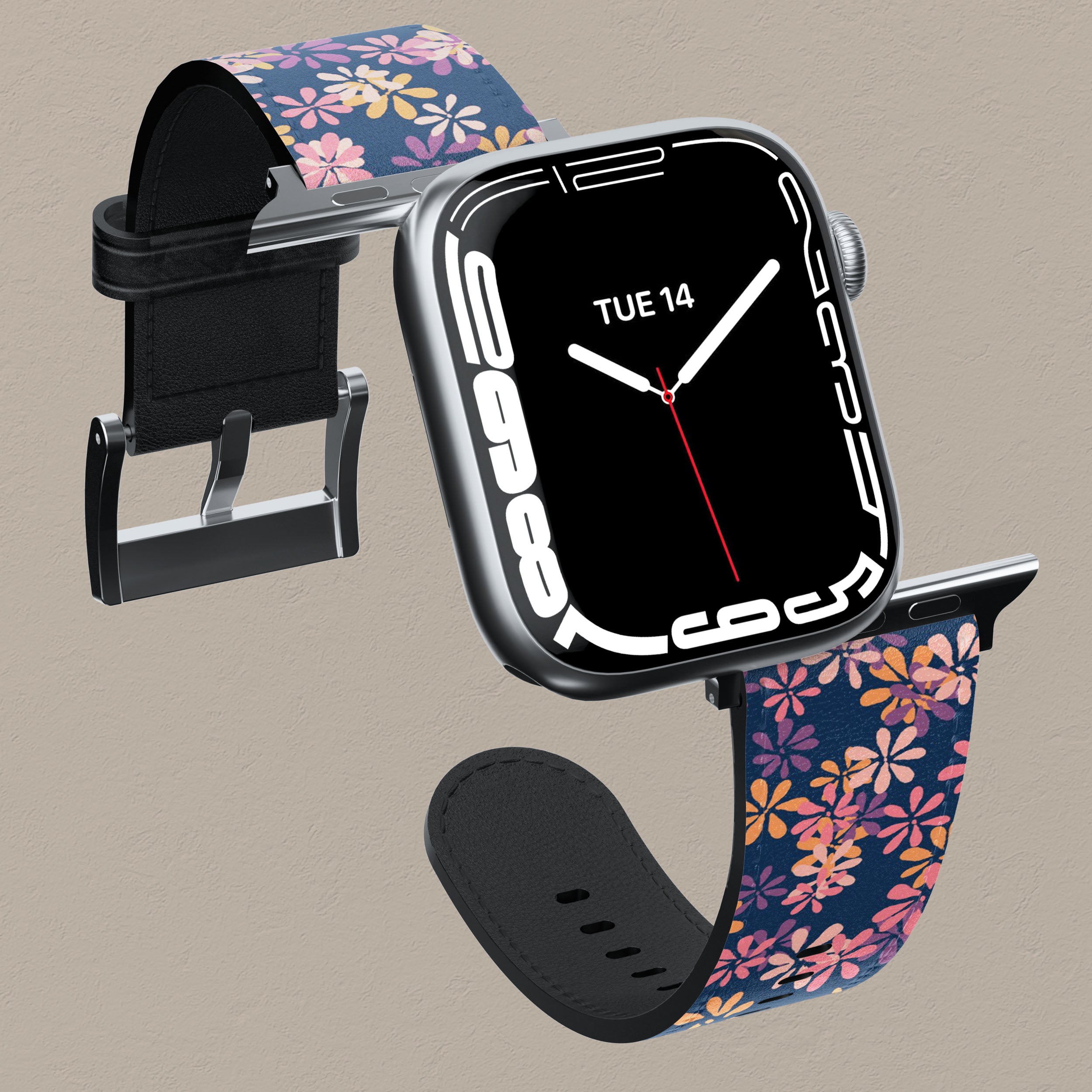 Floral Ditsy Spring Apple Watch Band for Women - Soft Silicone Replacement Strap for Apple Watch Series 9/8/7/6/SE - Perfect for Workouts, Running & Everyday Fashion Accessory